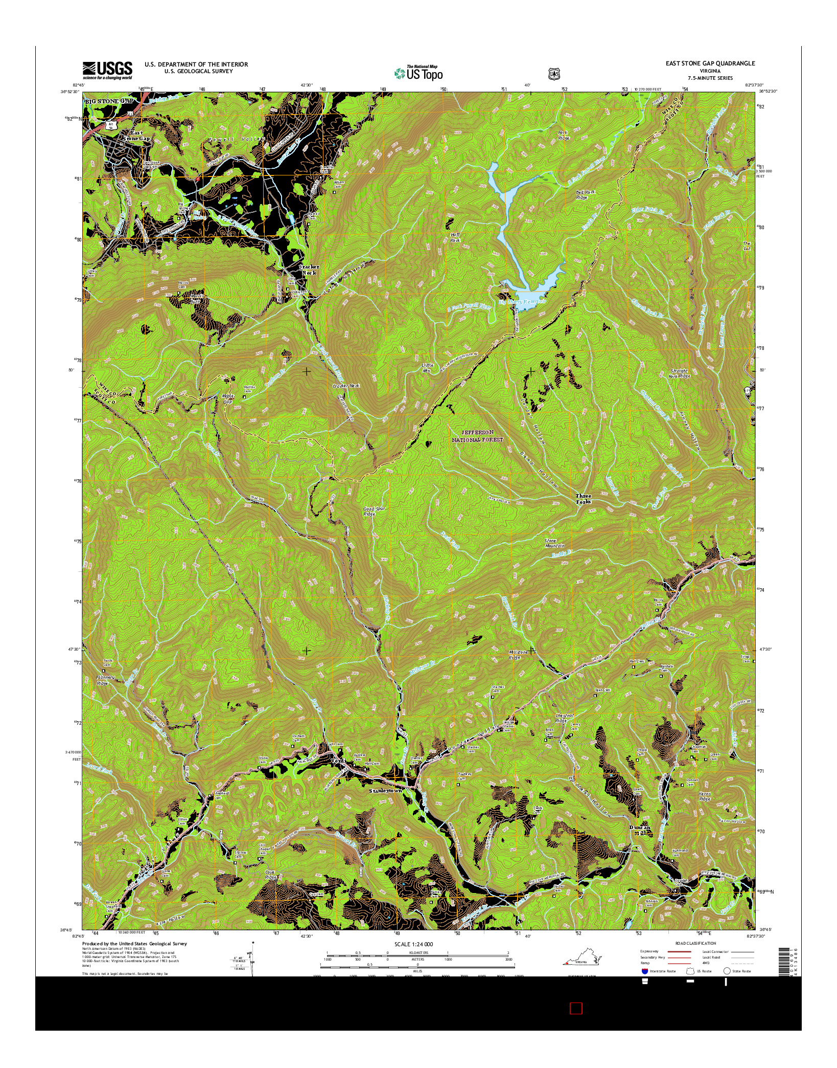 USGS US TOPO 7.5-MINUTE MAP FOR EAST STONE GAP, VA 2016