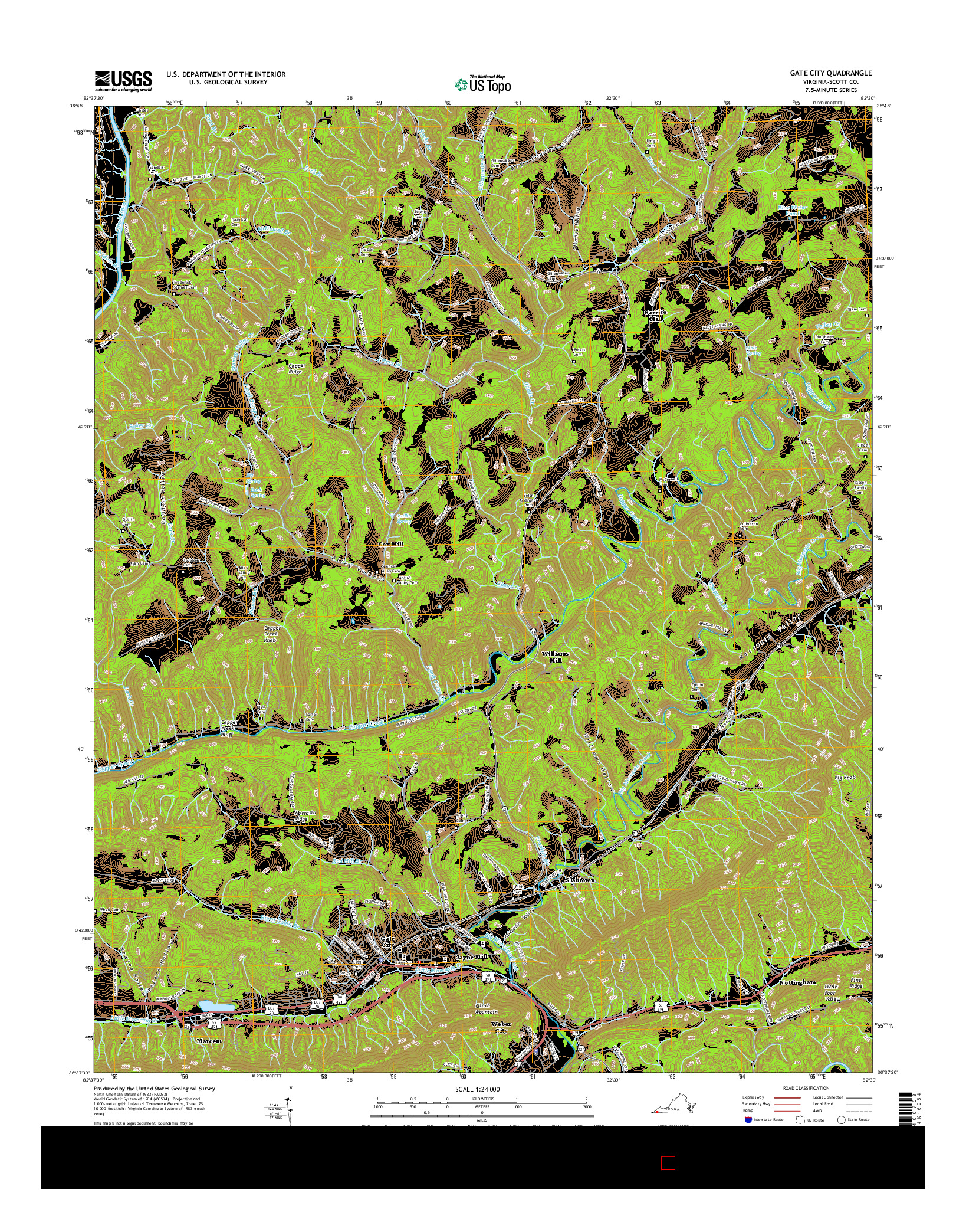 USGS US TOPO 7.5-MINUTE MAP FOR GATE CITY, VA 2016