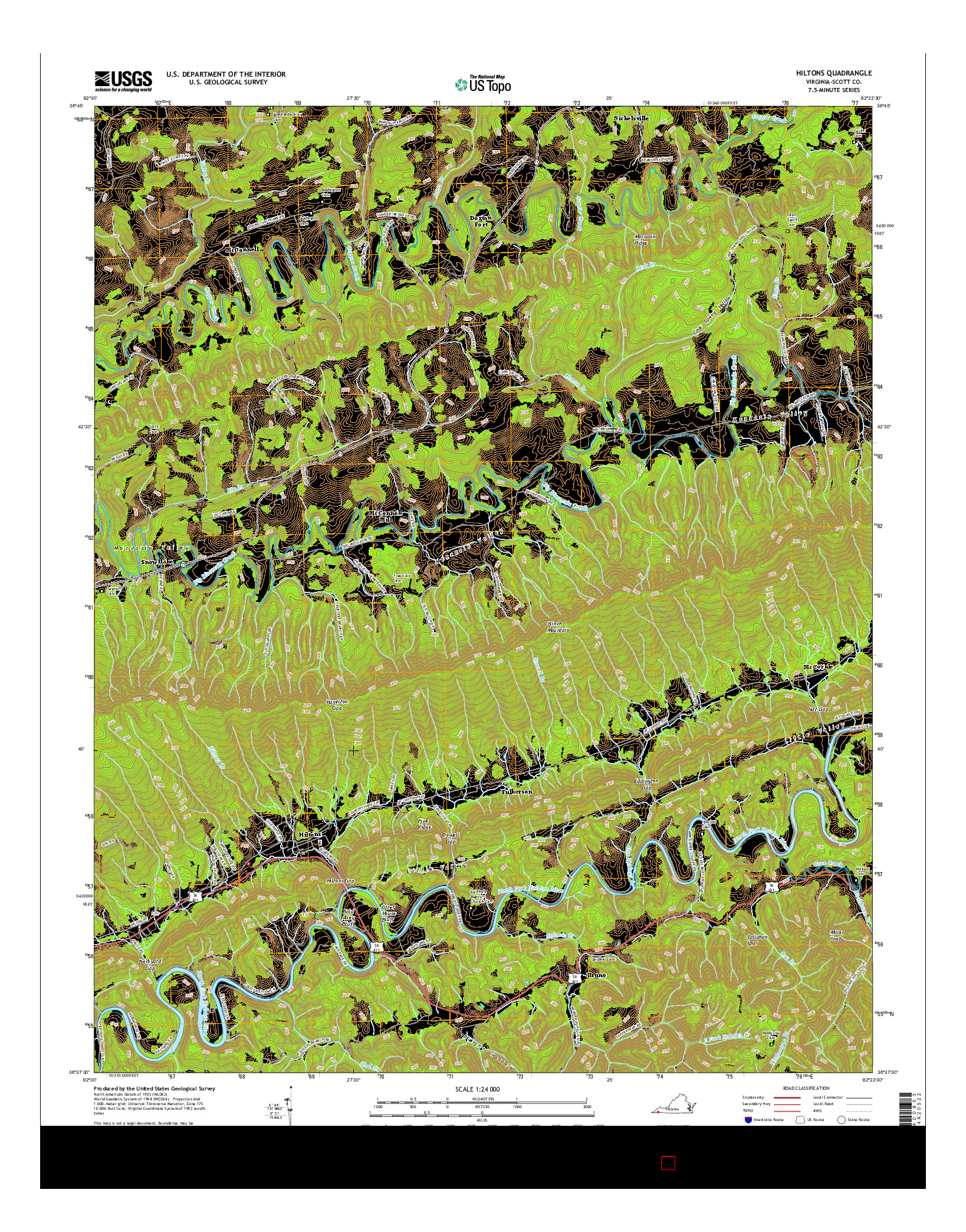 USGS US TOPO 7.5-MINUTE MAP FOR HILTONS, VA 2016