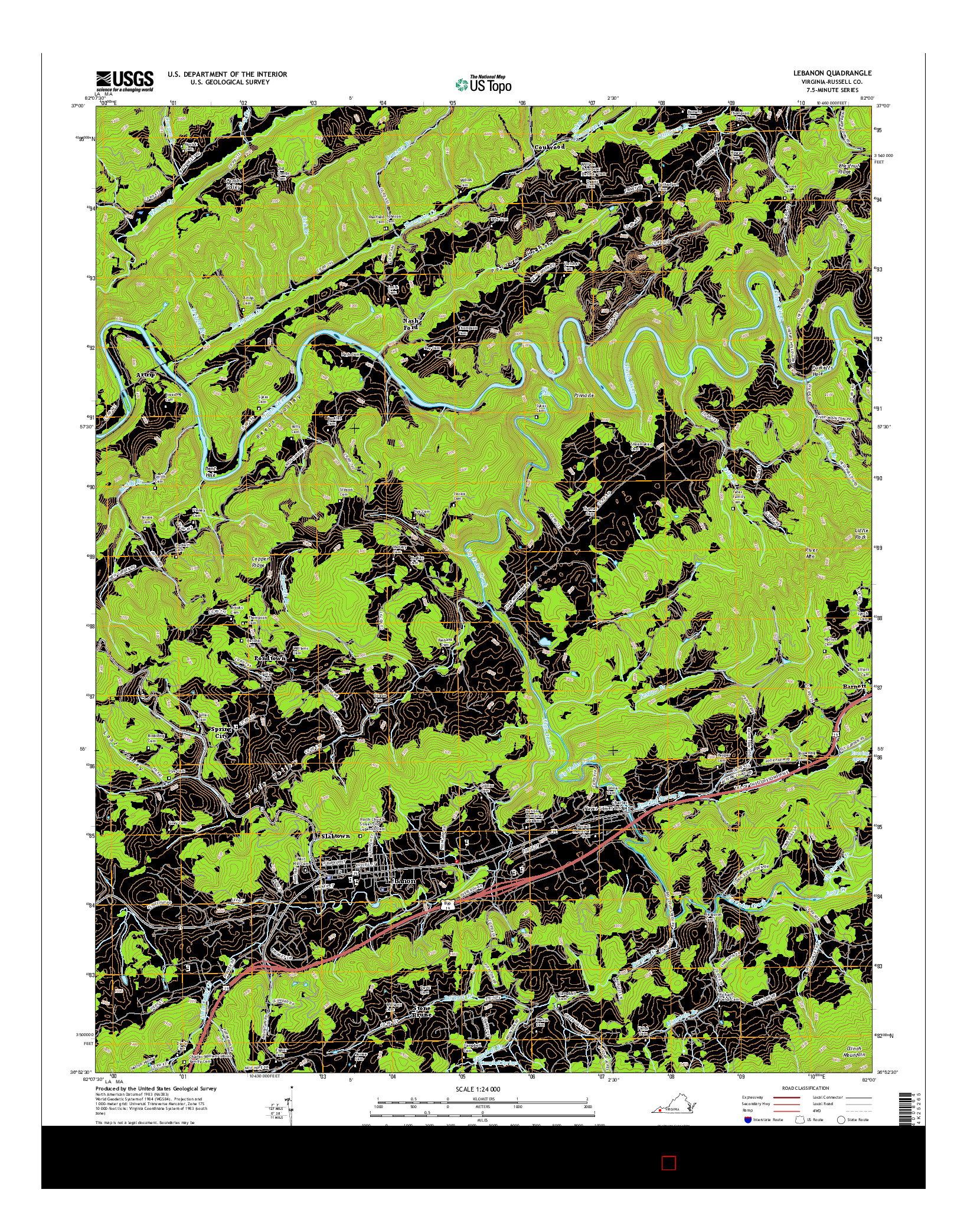 USGS US TOPO 7.5-MINUTE MAP FOR LEBANON, VA 2016