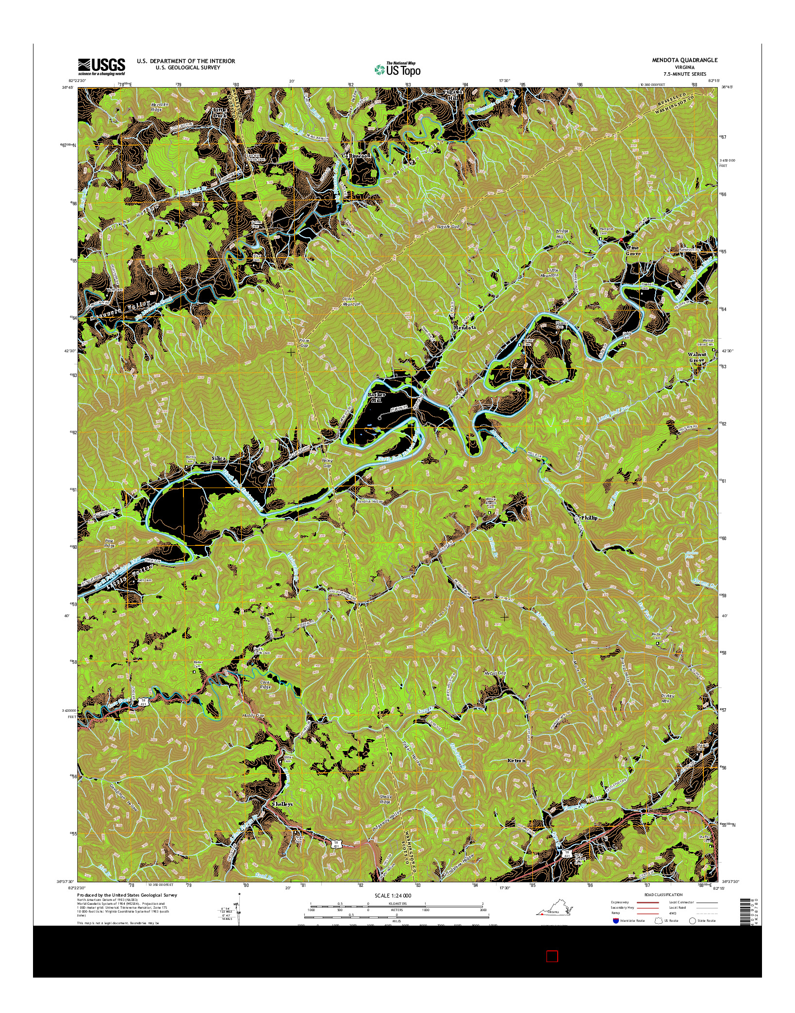 USGS US TOPO 7.5-MINUTE MAP FOR MENDOTA, VA 2016