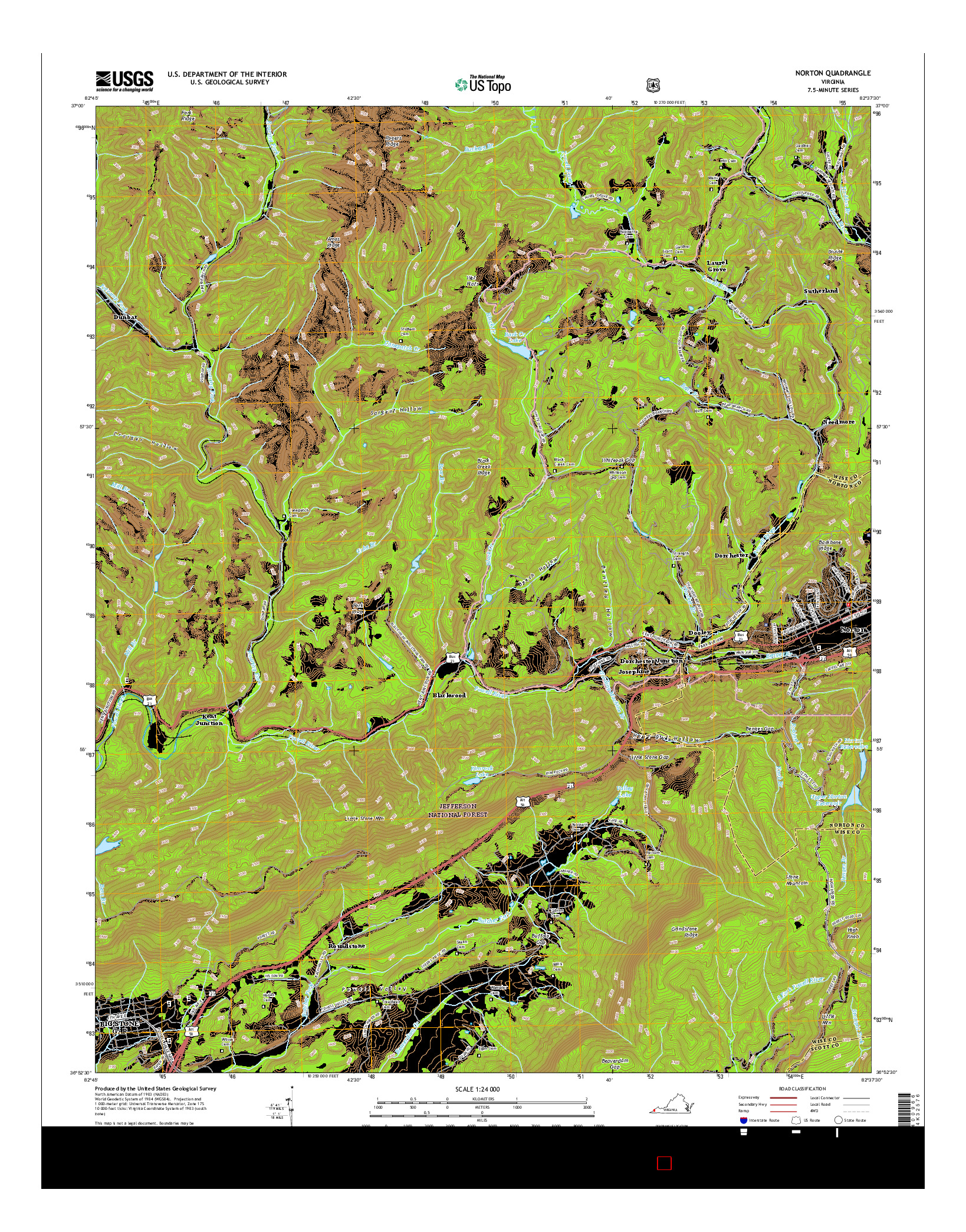 USGS US TOPO 7.5-MINUTE MAP FOR NORTON, VA 2016