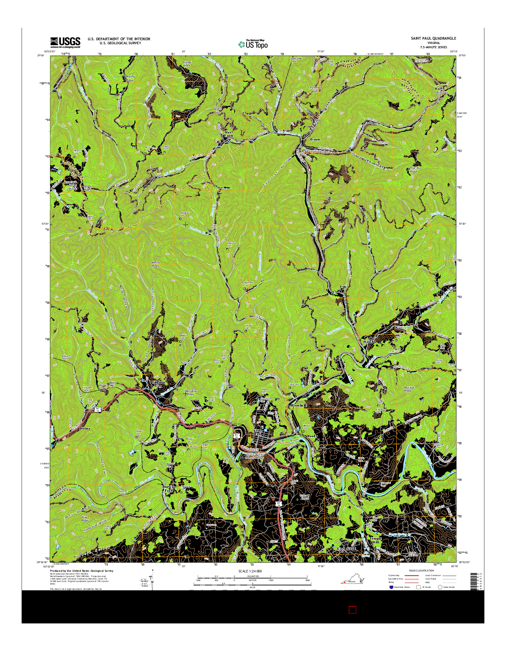 USGS US TOPO 7.5-MINUTE MAP FOR SAINT PAUL, VA 2016