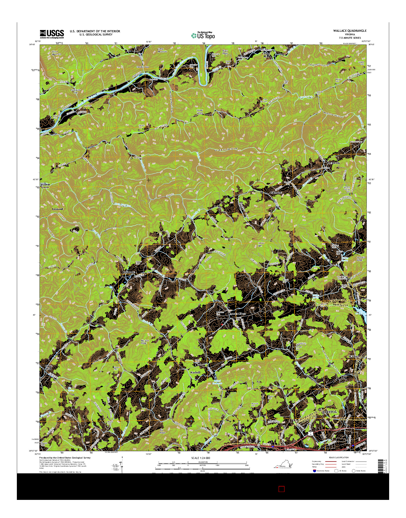 USGS US TOPO 7.5-MINUTE MAP FOR WALLACE, VA 2016