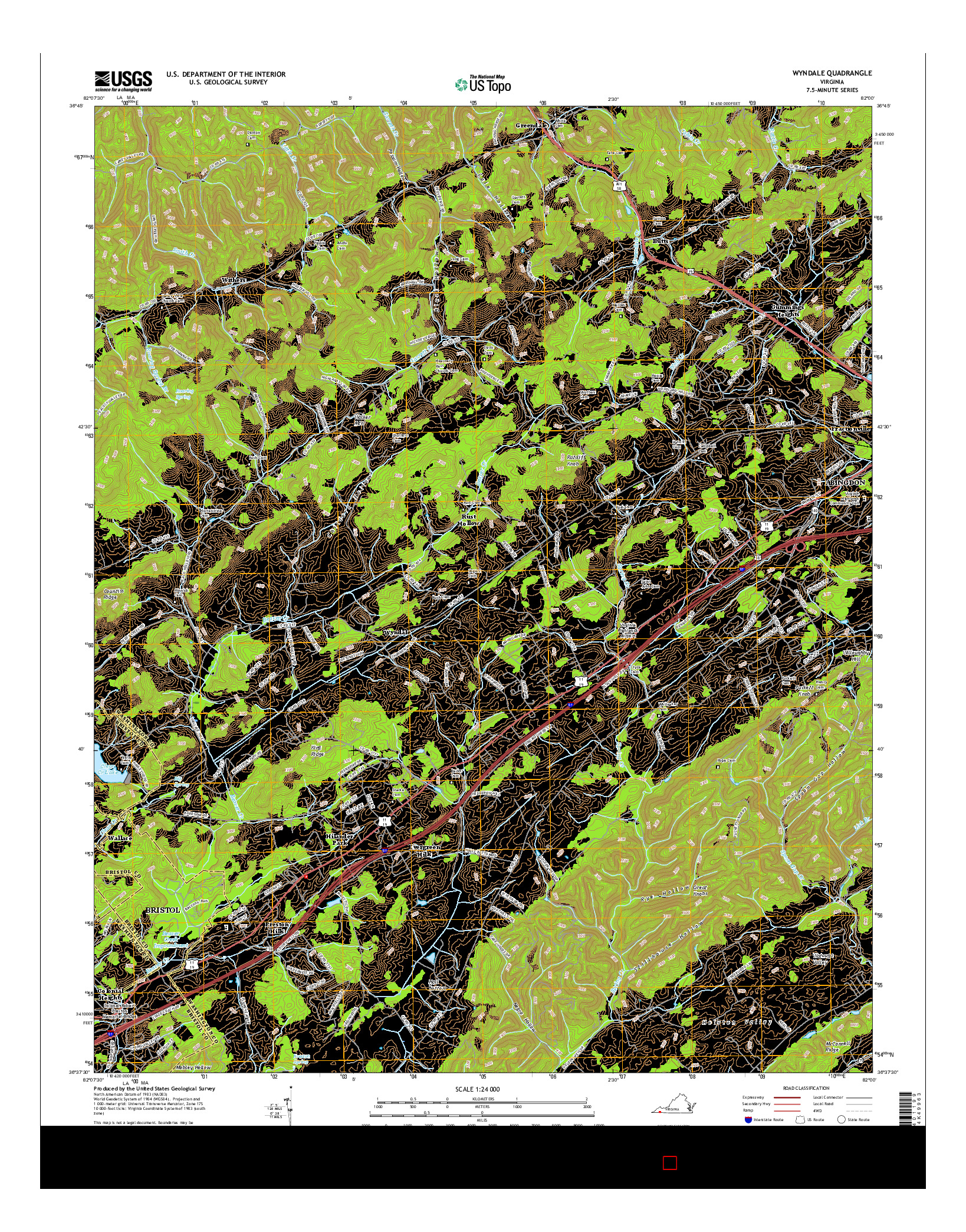 USGS US TOPO 7.5-MINUTE MAP FOR WYNDALE, VA 2016