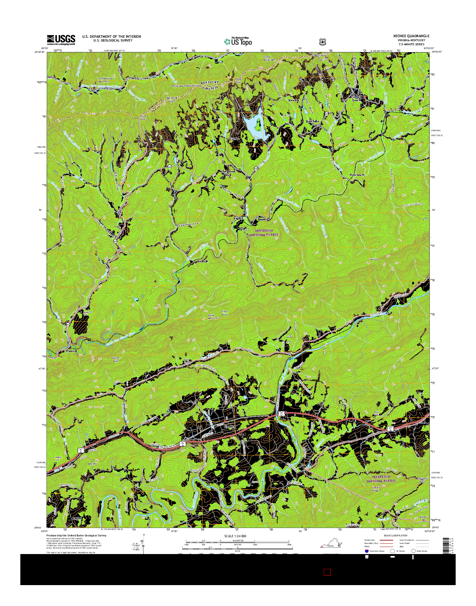 USGS US TOPO 7.5-MINUTE MAP FOR KEOKEE, VA-KY 2016