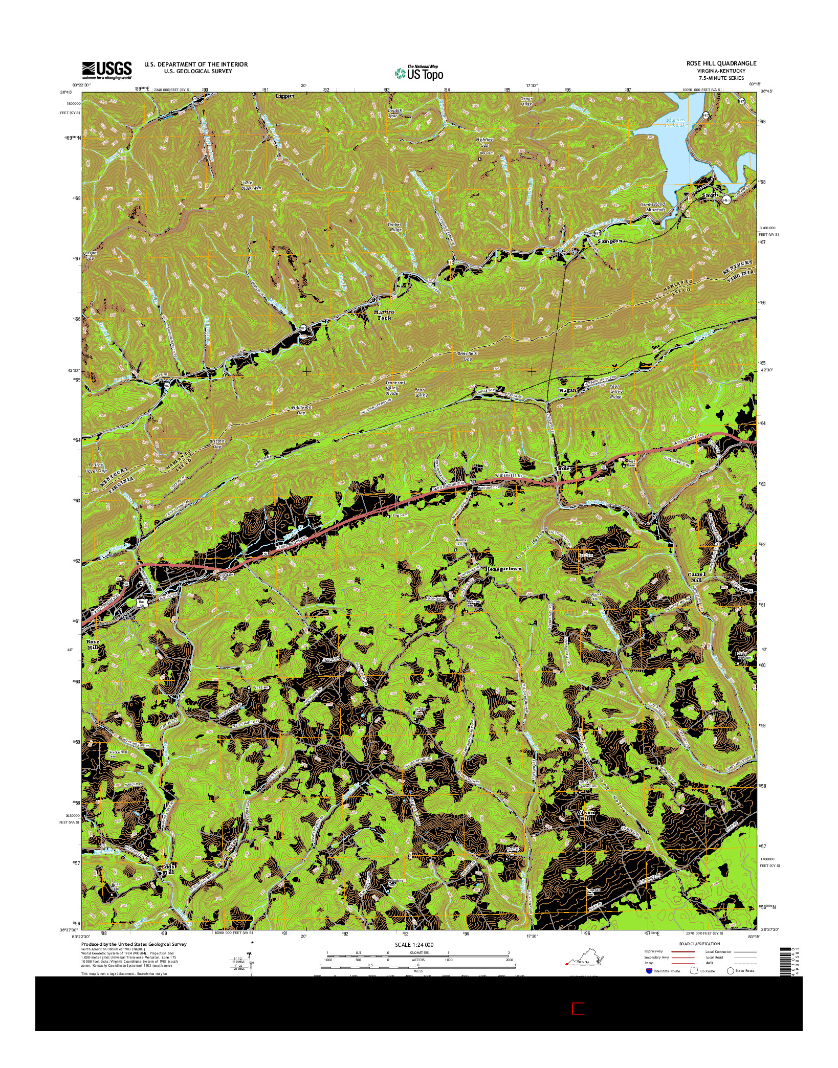 USGS US TOPO 7.5-MINUTE MAP FOR ROSE HILL, VA-KY 2016