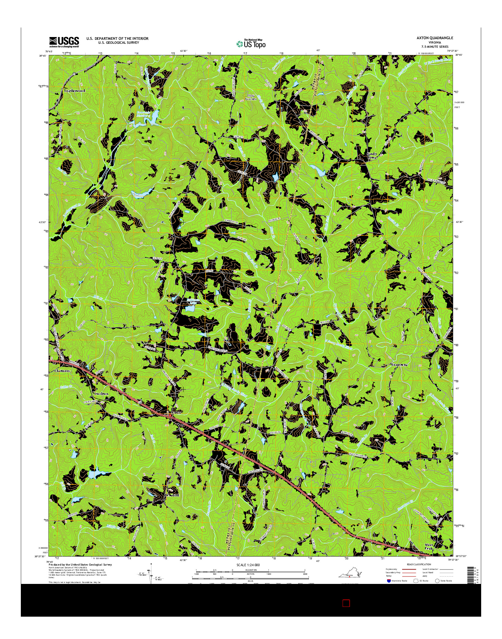 USGS US TOPO 7.5-MINUTE MAP FOR AXTON, VA 2016