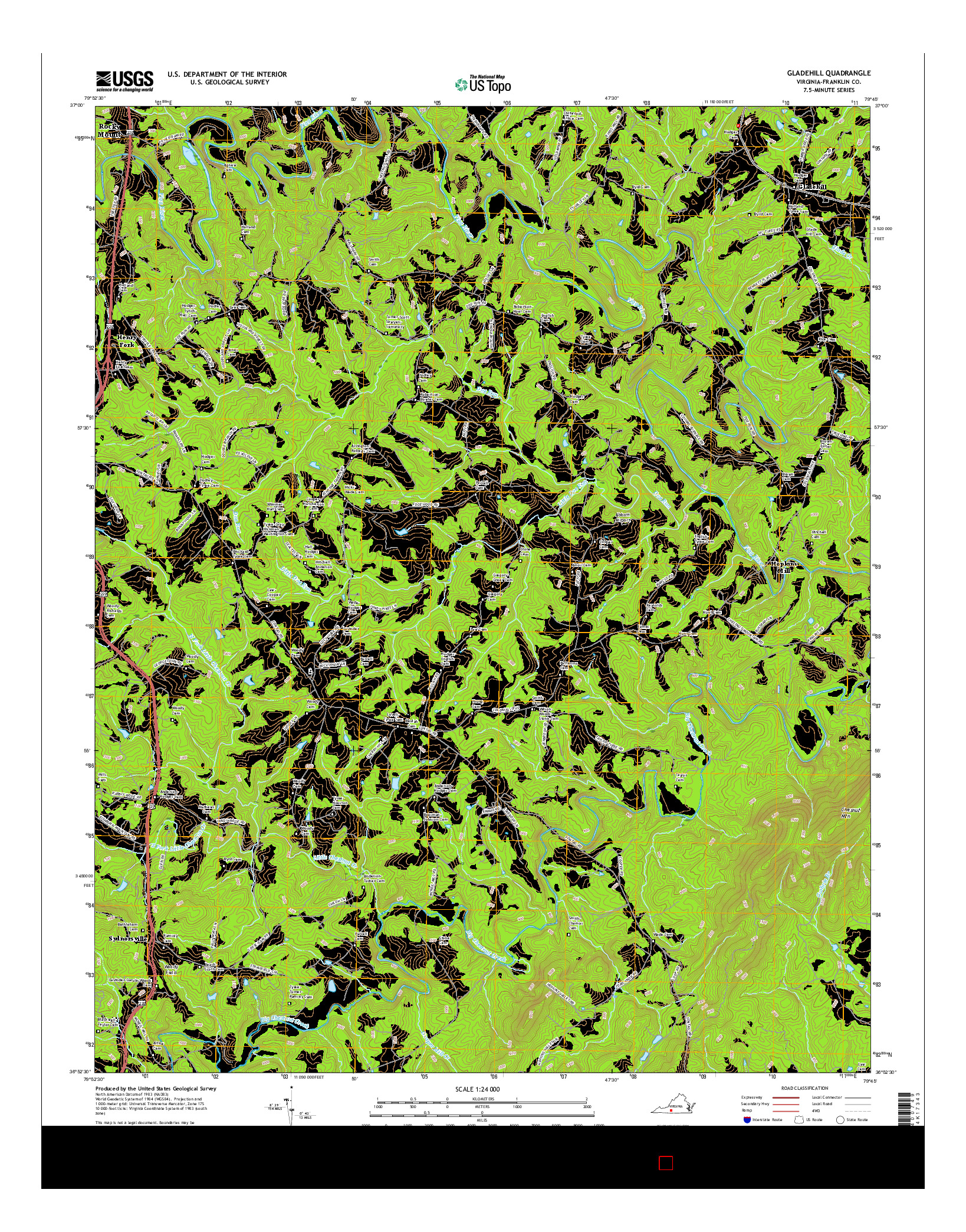 USGS US TOPO 7.5-MINUTE MAP FOR GLADEHILL, VA 2016