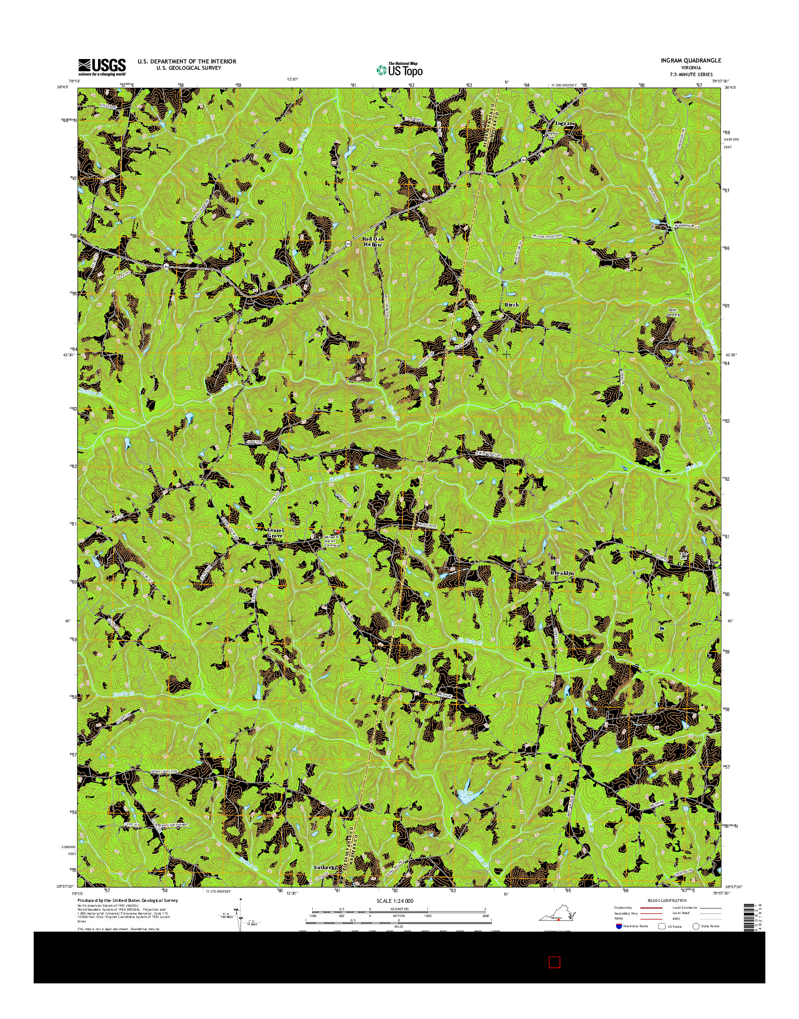 USGS US TOPO 7.5-MINUTE MAP FOR INGRAM, VA 2016