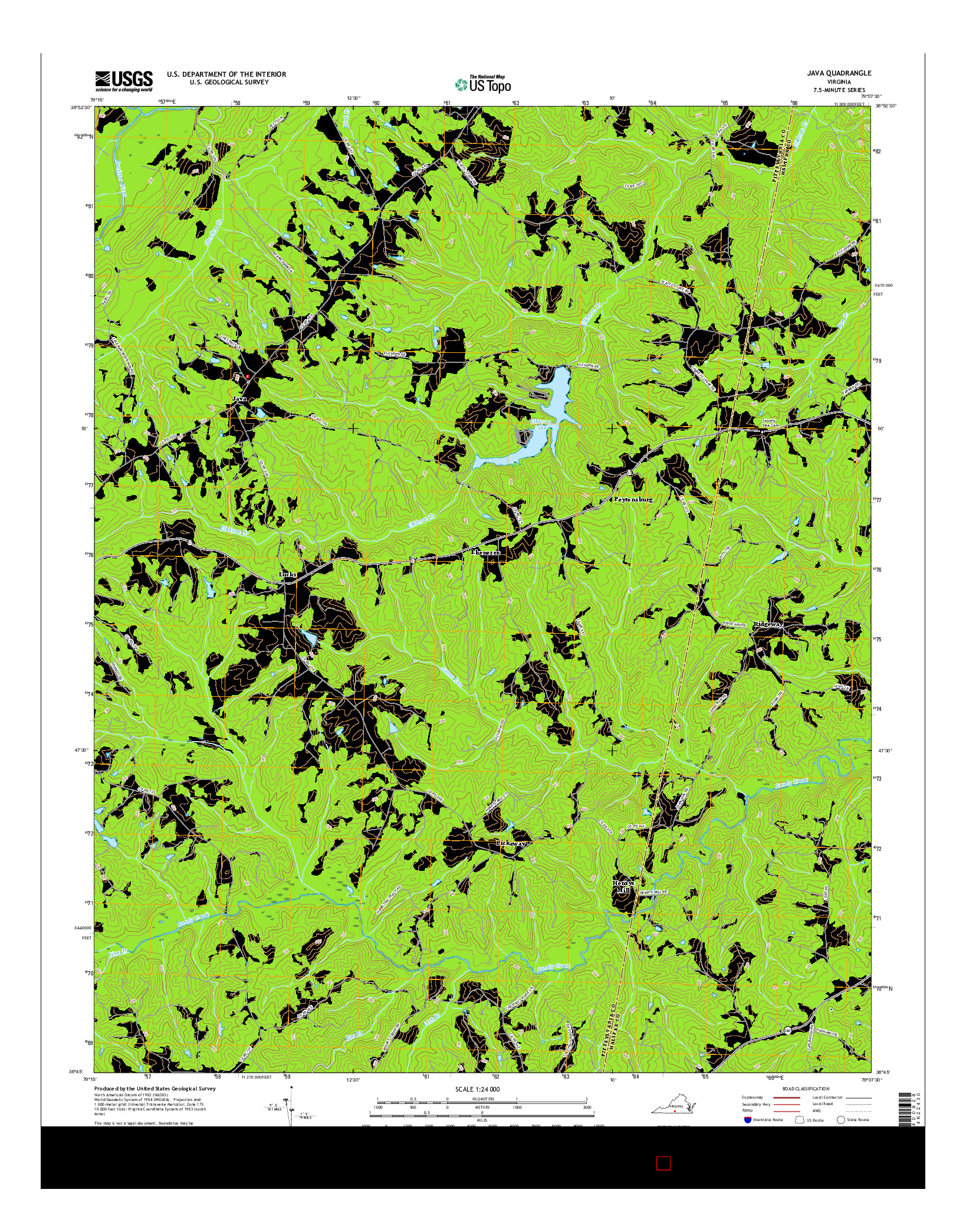 USGS US TOPO 7.5-MINUTE MAP FOR JAVA, VA 2016