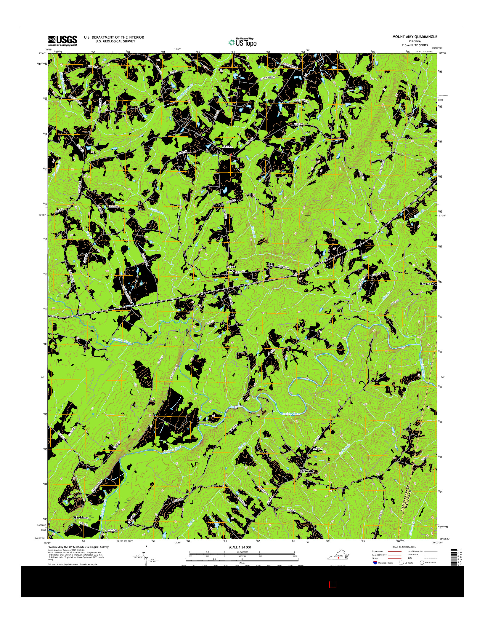 USGS US TOPO 7.5-MINUTE MAP FOR MOUNT AIRY, VA 2016