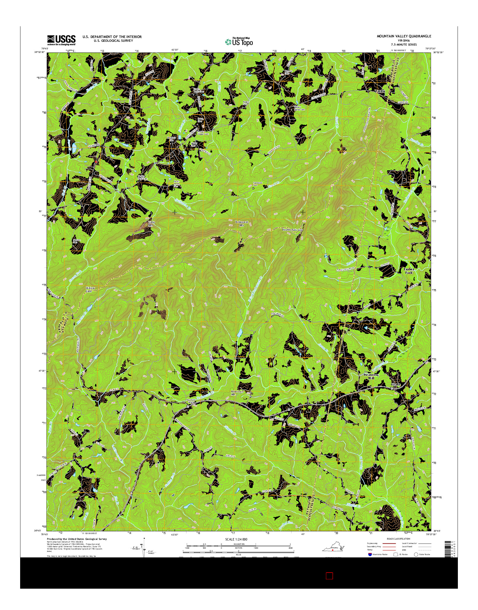 USGS US TOPO 7.5-MINUTE MAP FOR MOUNTAIN VALLEY, VA 2016