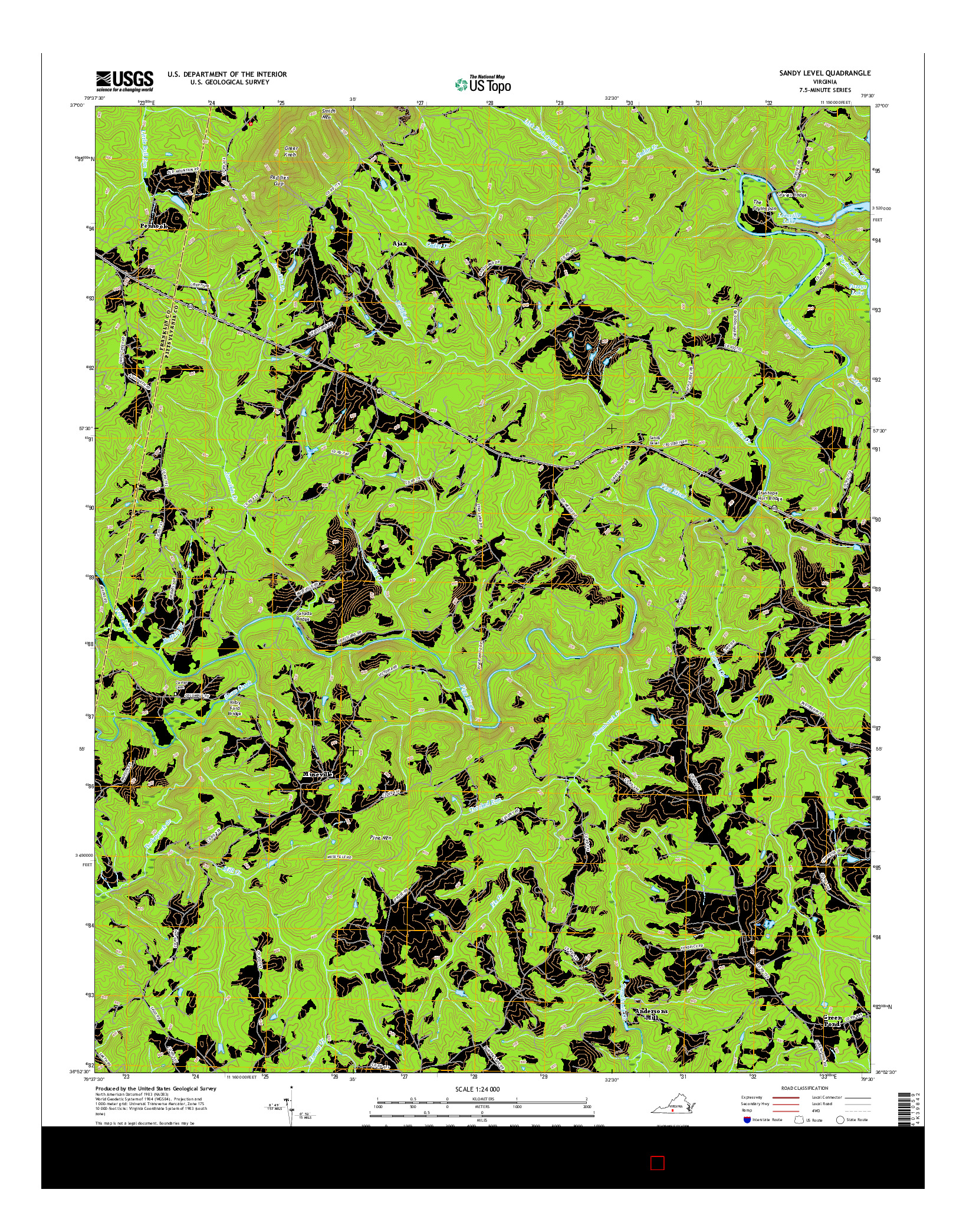 USGS US TOPO 7.5-MINUTE MAP FOR SANDY LEVEL, VA 2016