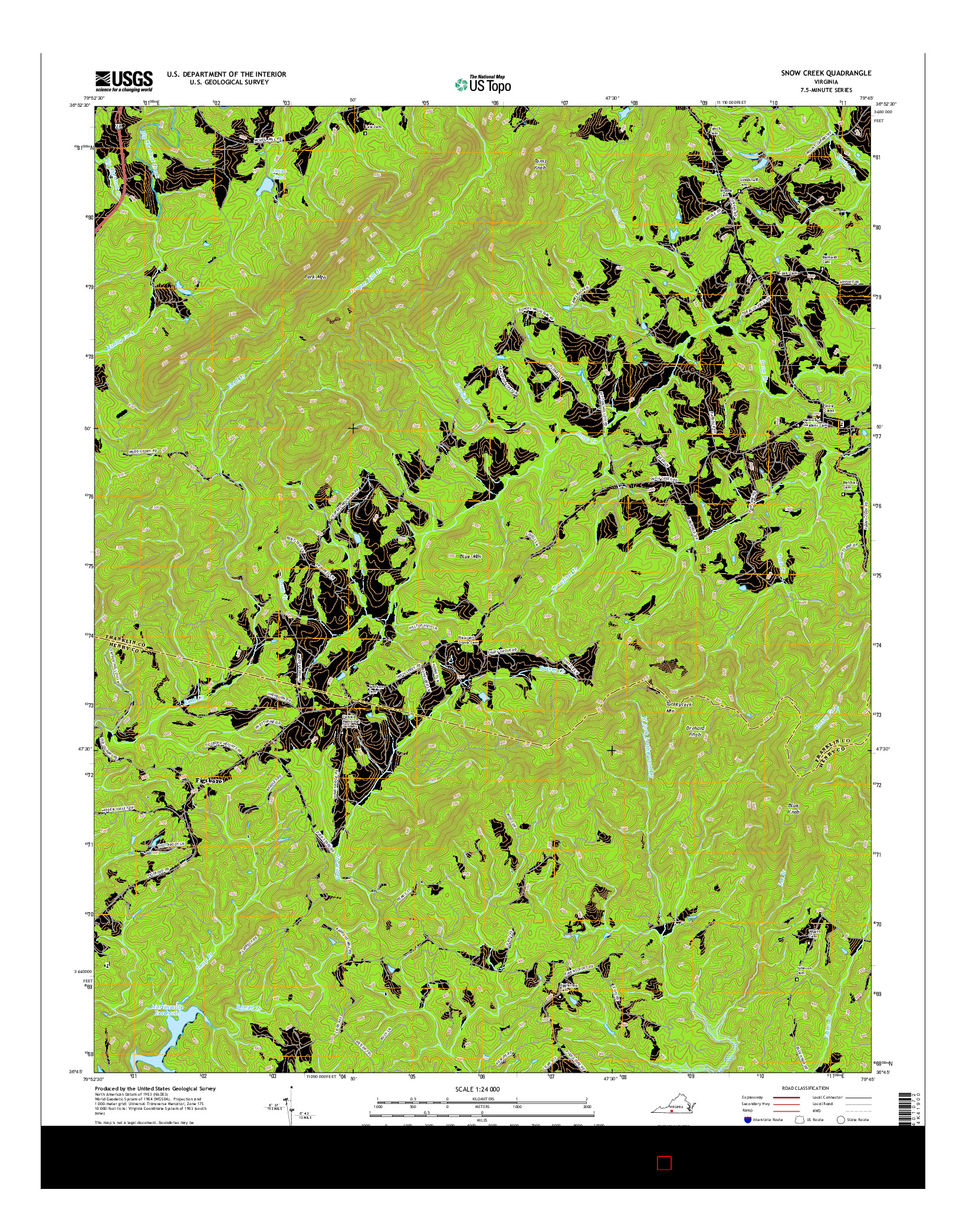 USGS US TOPO 7.5-MINUTE MAP FOR SNOW CREEK, VA 2016