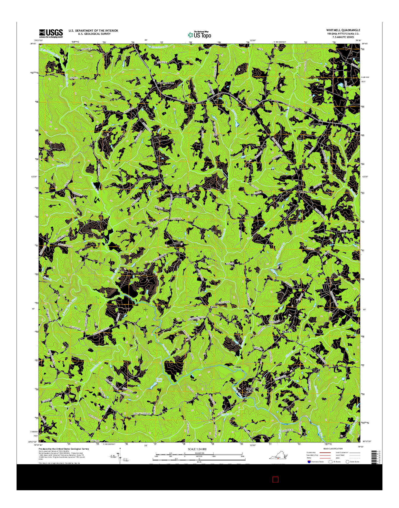 USGS US TOPO 7.5-MINUTE MAP FOR WHITMELL, VA 2016