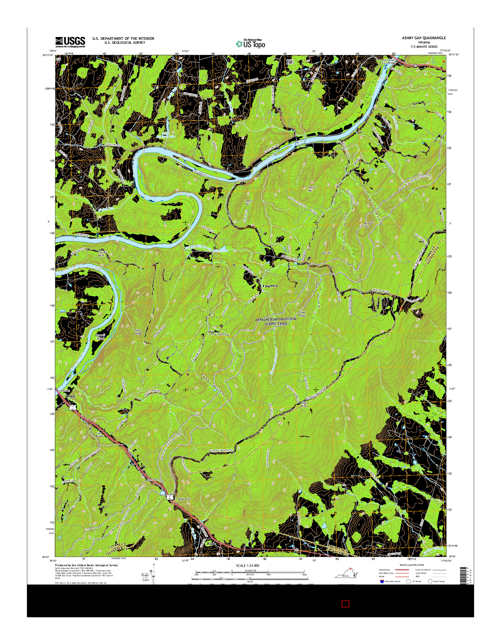 USGS US TOPO 7.5-MINUTE MAP FOR ASHBY GAP, VA 2016