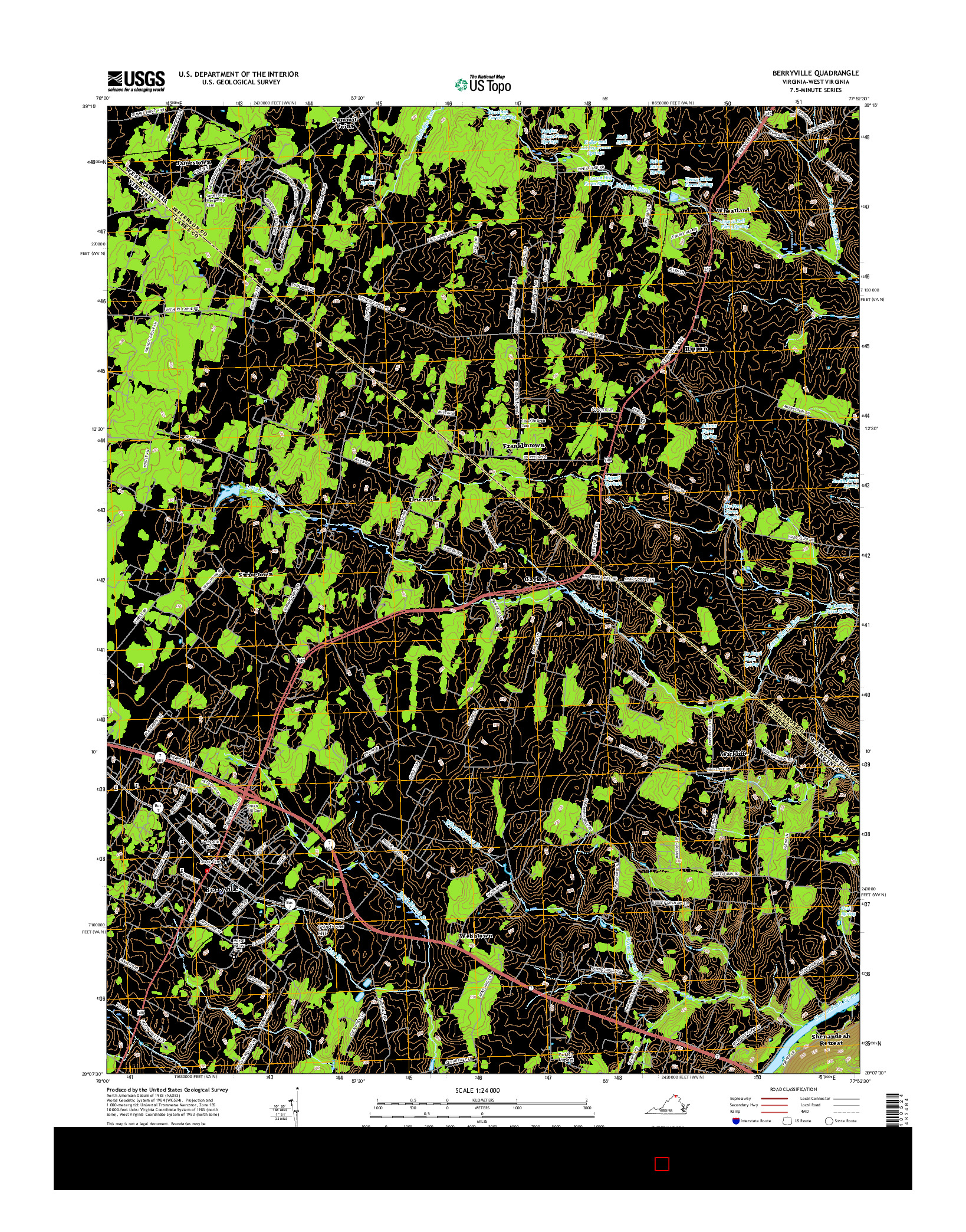 USGS US TOPO 7.5-MINUTE MAP FOR BERRYVILLE, VA-WV 2016