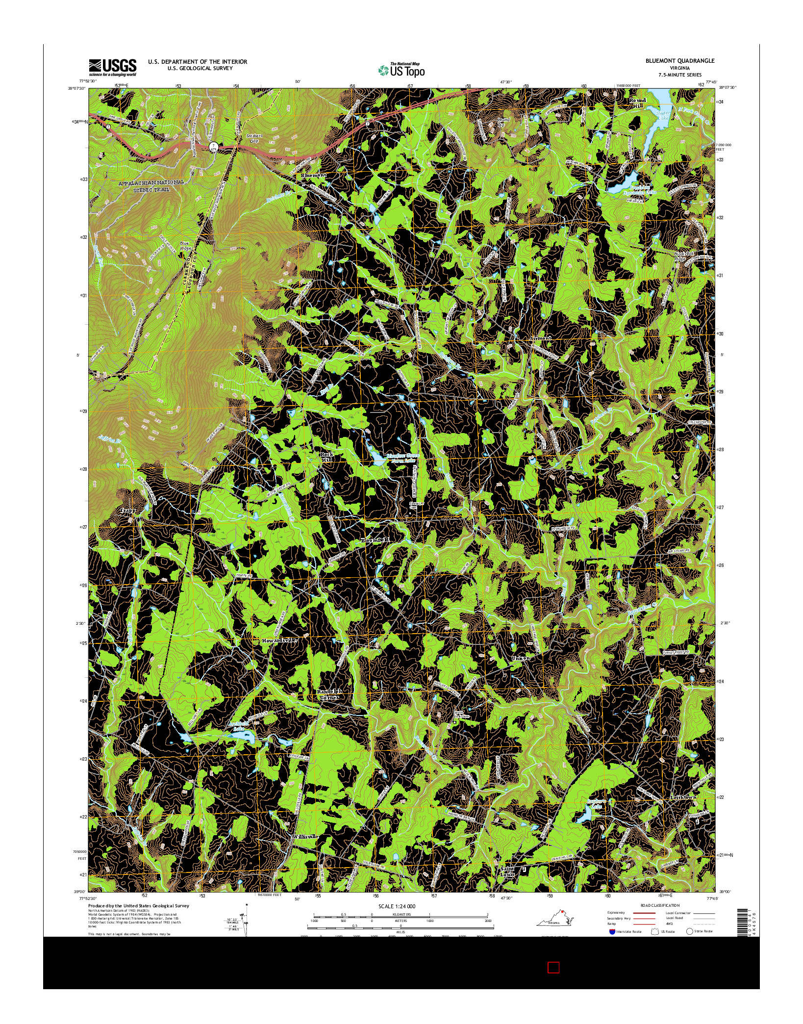 USGS US TOPO 7.5-MINUTE MAP FOR BLUEMONT, VA 2016