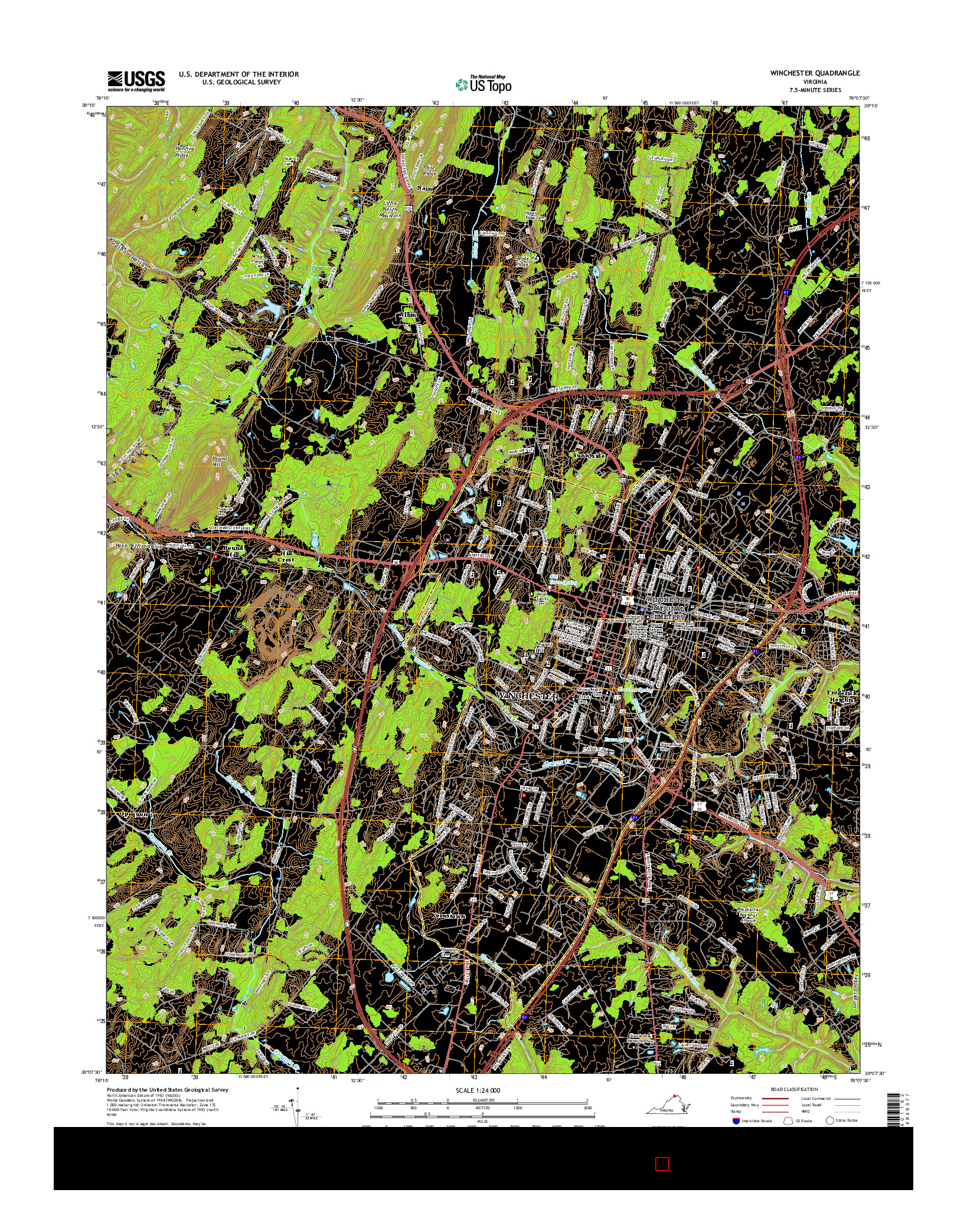 USGS US TOPO 7.5-MINUTE MAP FOR WINCHESTER, VA 2016