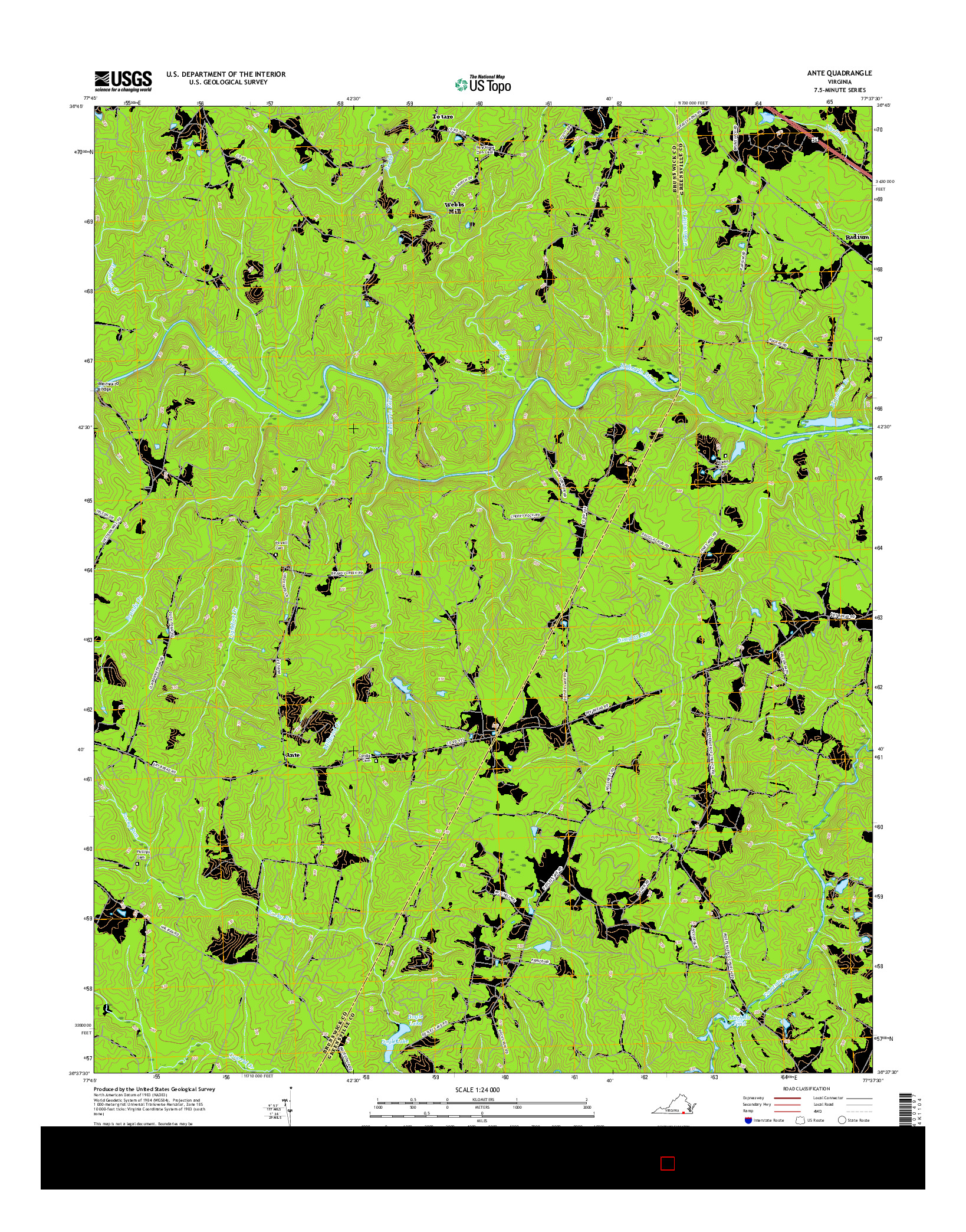 USGS US TOPO 7.5-MINUTE MAP FOR ANTE, VA 2016