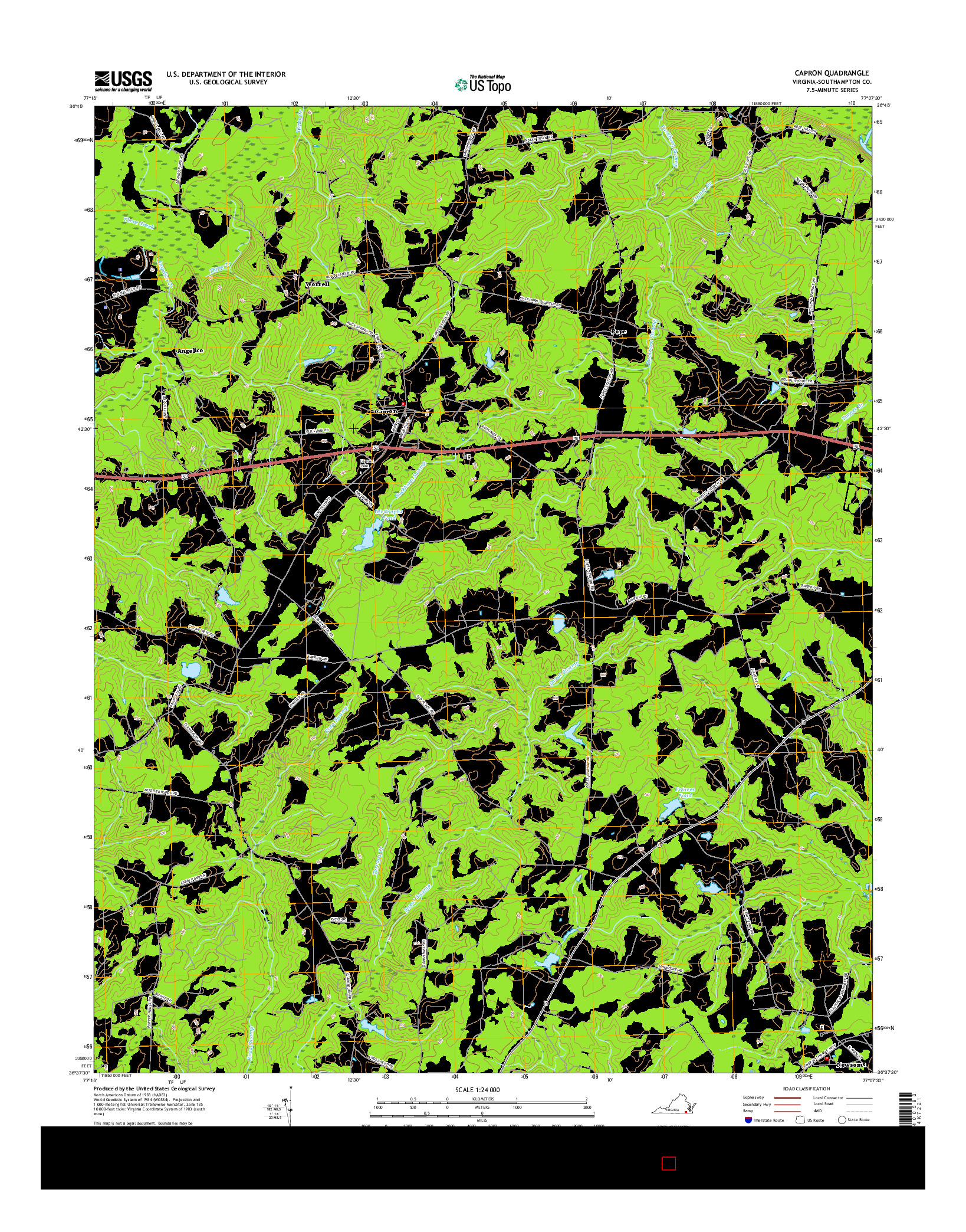 USGS US TOPO 7.5-MINUTE MAP FOR CAPRON, VA 2016