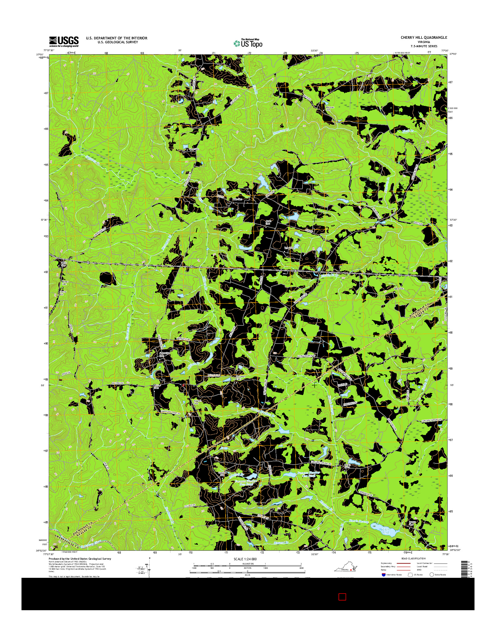 USGS US TOPO 7.5-MINUTE MAP FOR CHERRY HILL, VA 2016