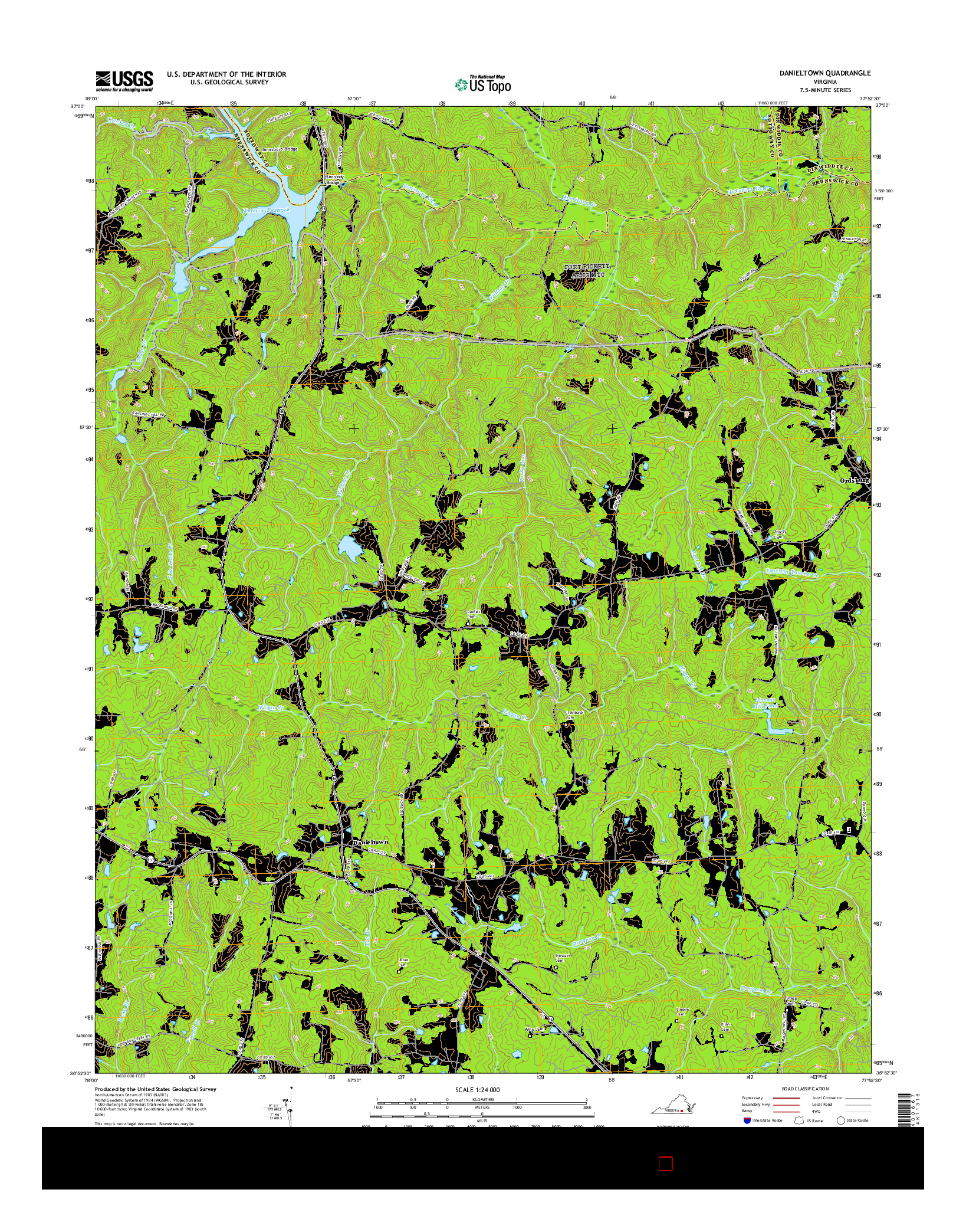 USGS US TOPO 7.5-MINUTE MAP FOR DANIELTOWN, VA 2016
