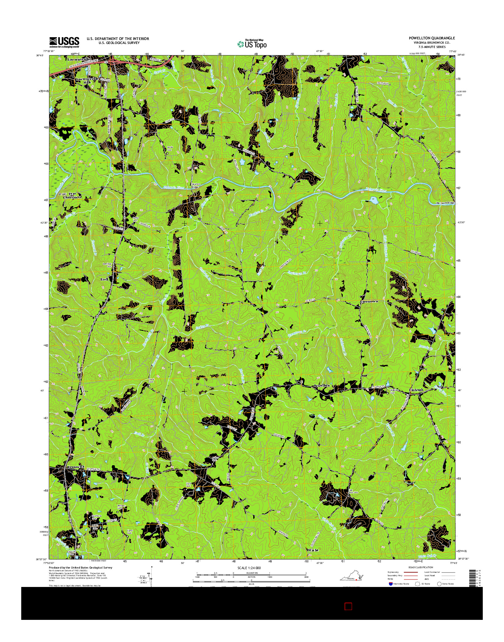 USGS US TOPO 7.5-MINUTE MAP FOR POWELLTON, VA 2016