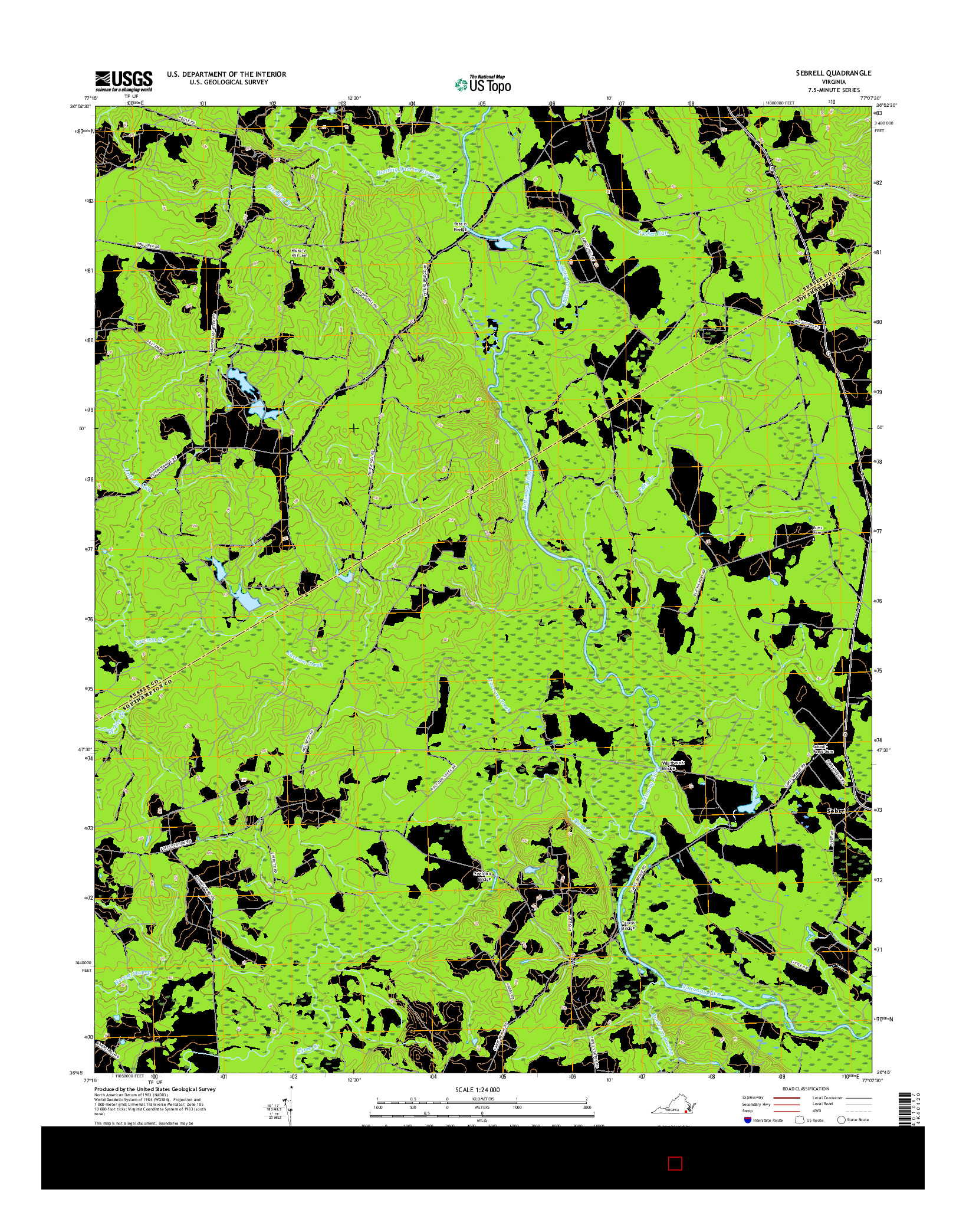 USGS US TOPO 7.5-MINUTE MAP FOR SEBRELL, VA 2016