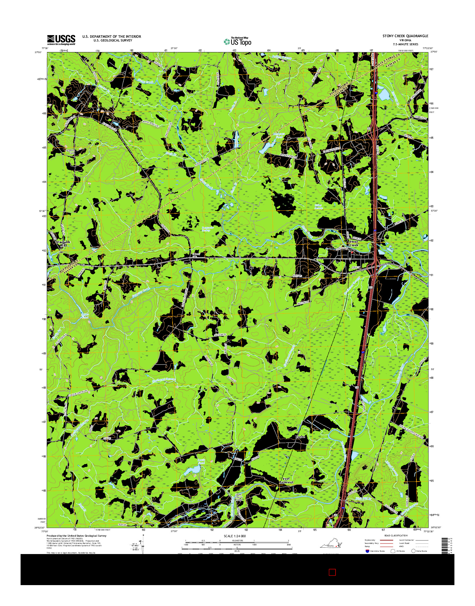 USGS US TOPO 7.5-MINUTE MAP FOR STONY CREEK, VA 2016