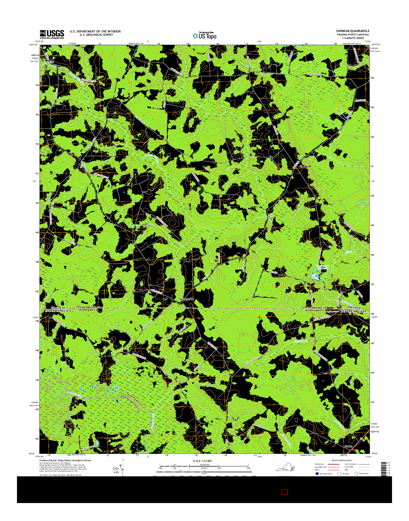 USGS US TOPO 7.5-MINUTE MAP FOR SUNBEAM, VA-NC 2016