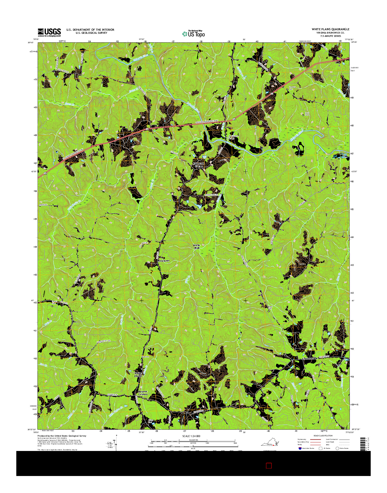 USGS US TOPO 7.5-MINUTE MAP FOR WHITE PLAINS, VA 2016