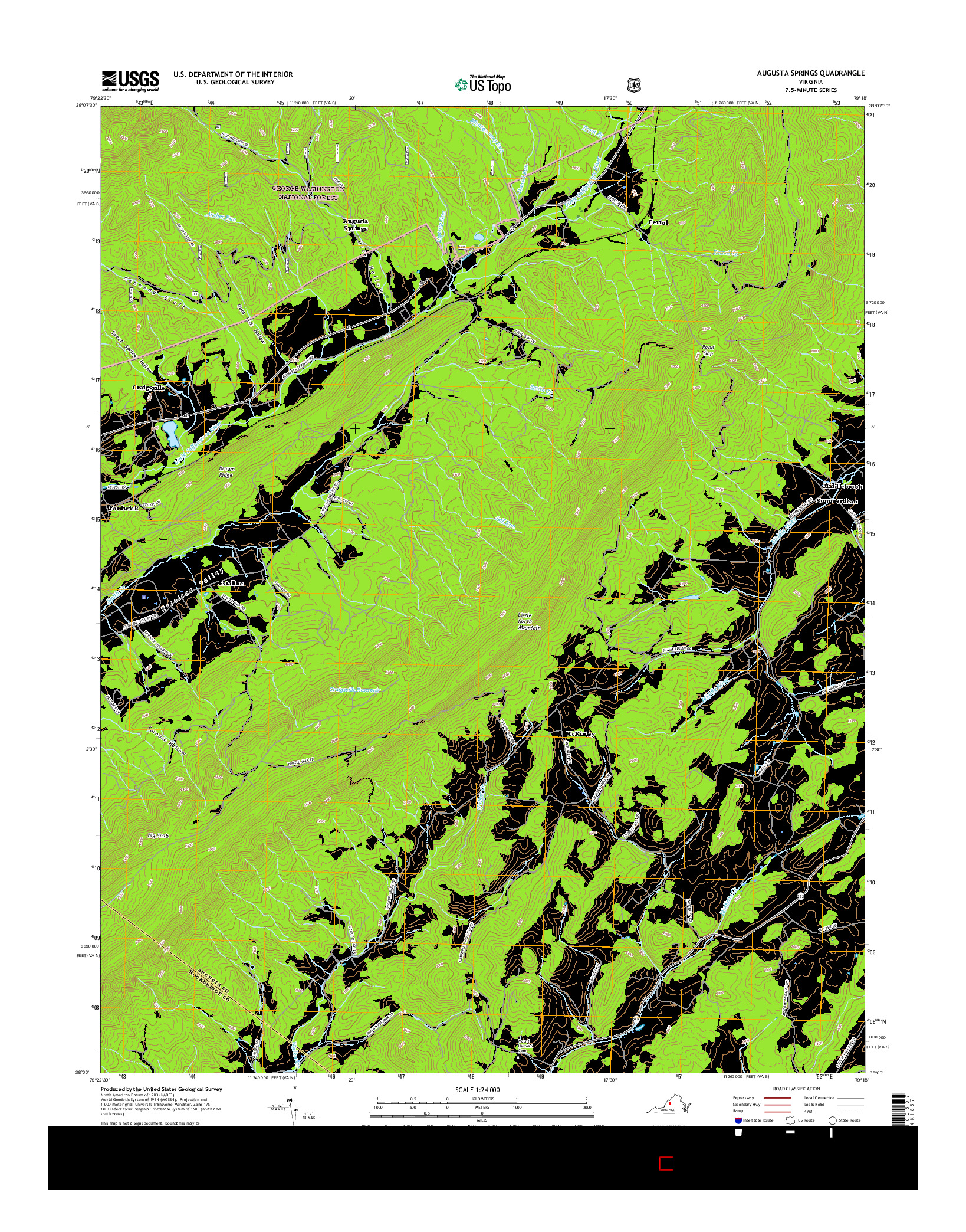 USGS US TOPO 7.5-MINUTE MAP FOR AUGUSTA SPRINGS, VA 2016