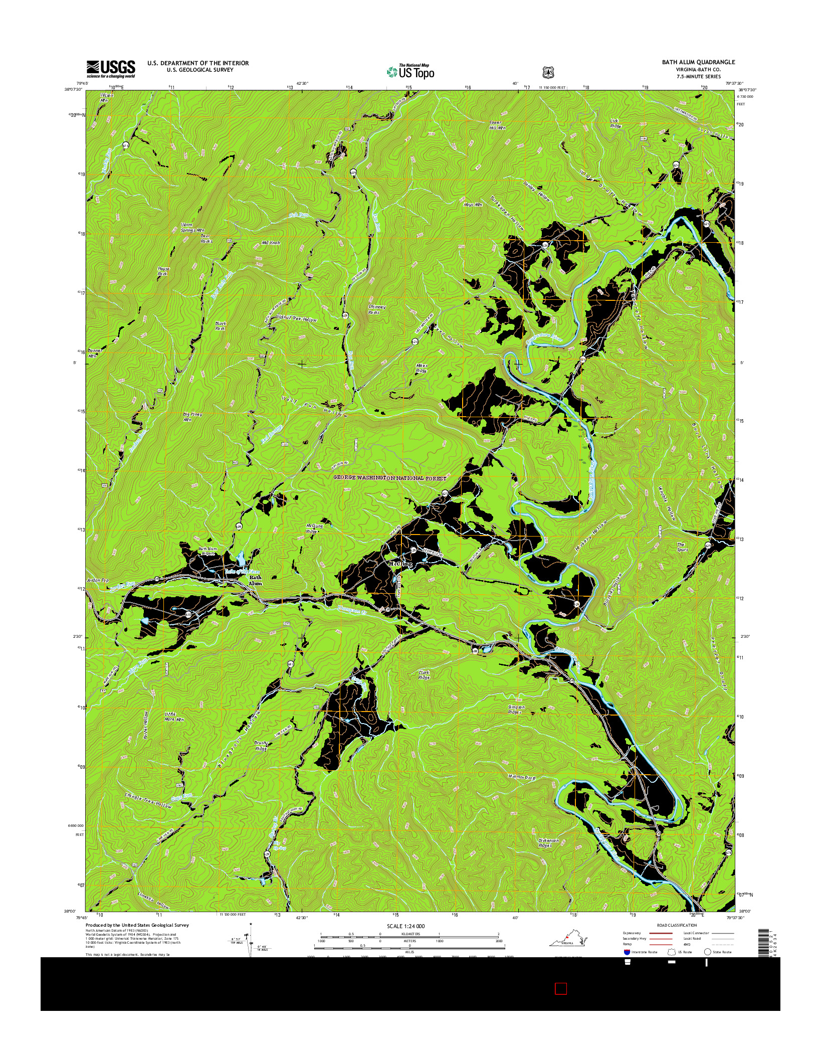 USGS US TOPO 7.5-MINUTE MAP FOR BATH ALUM, VA 2016