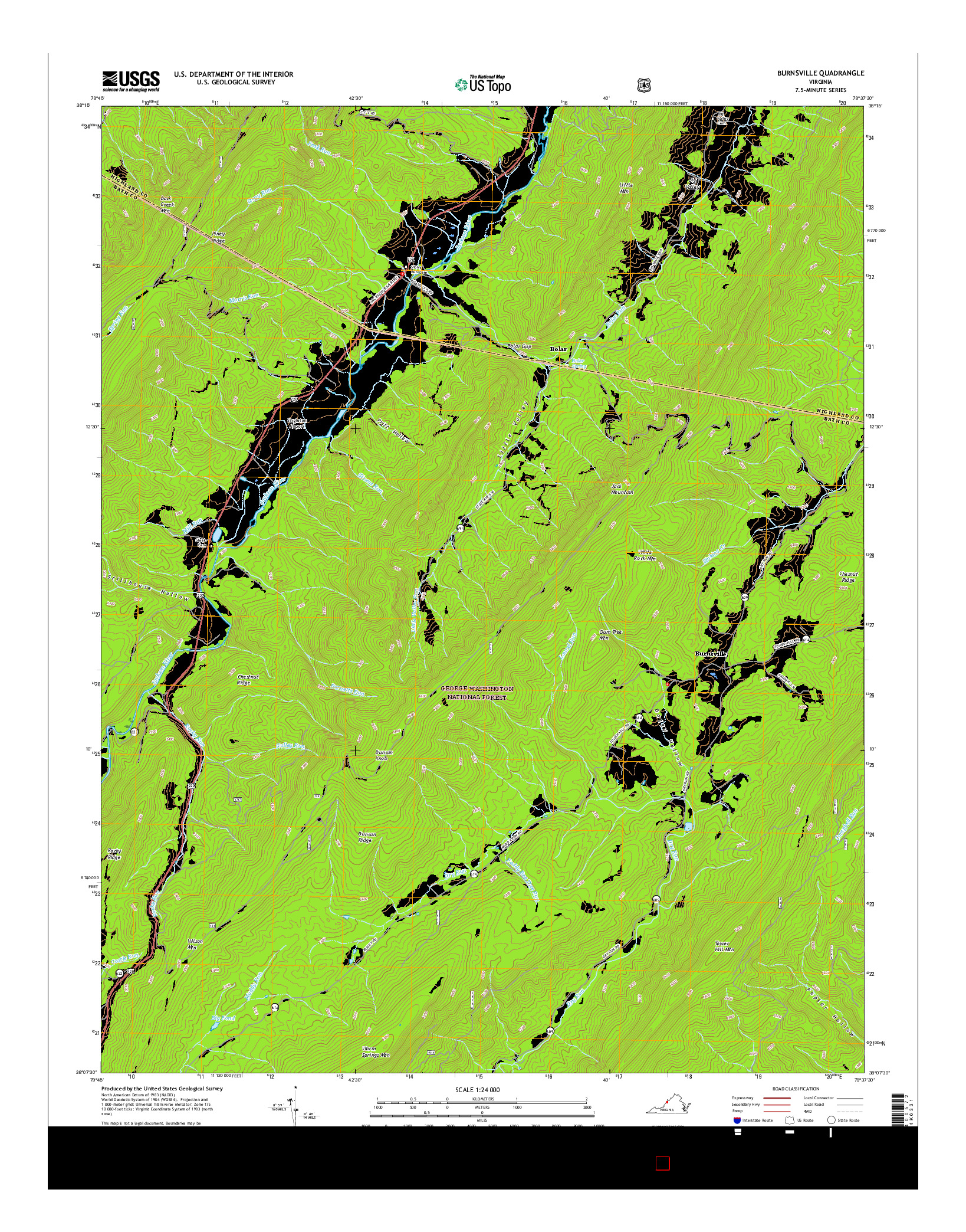 USGS US TOPO 7.5-MINUTE MAP FOR BURNSVILLE, VA 2016