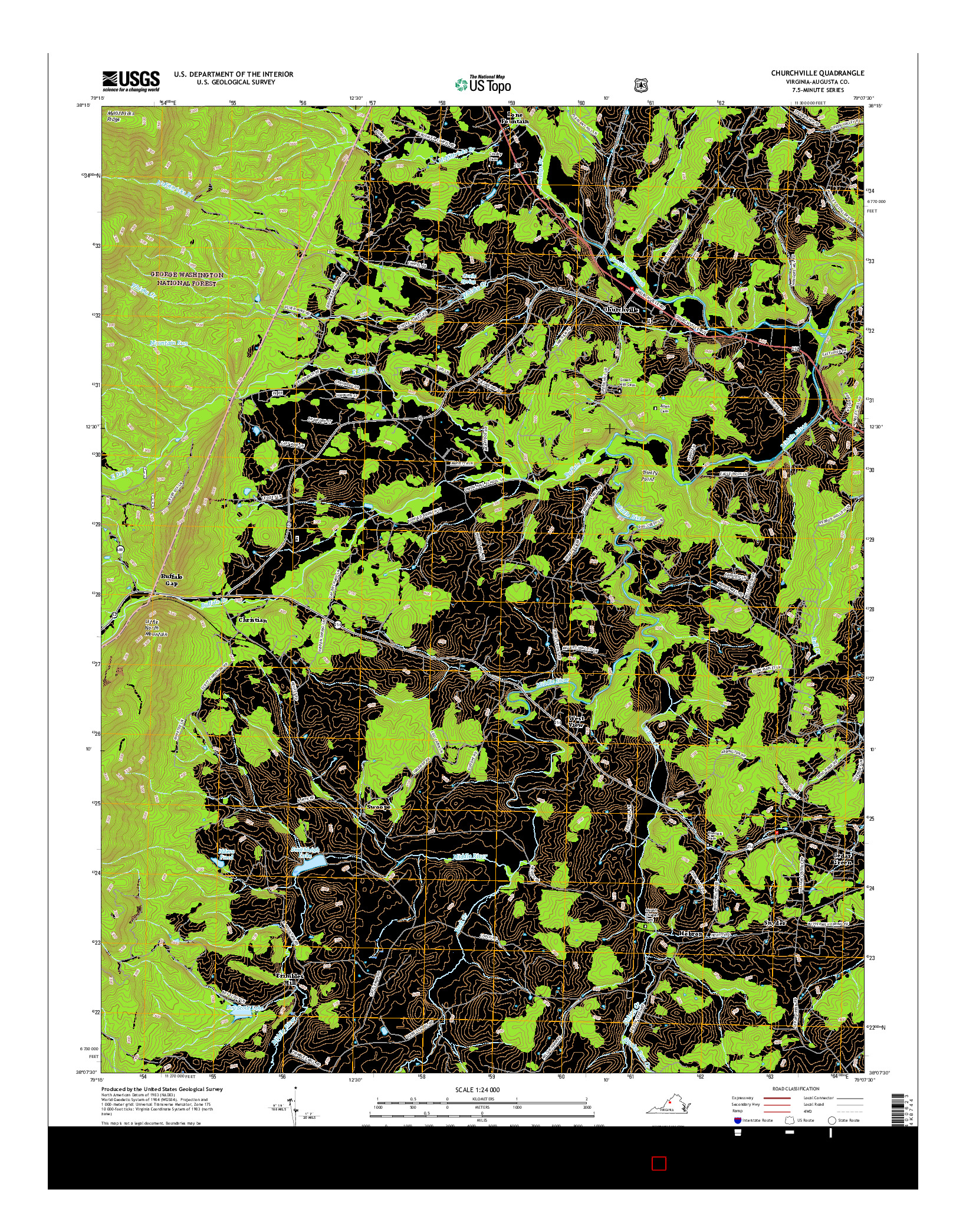 USGS US TOPO 7.5-MINUTE MAP FOR CHURCHVILLE, VA 2016