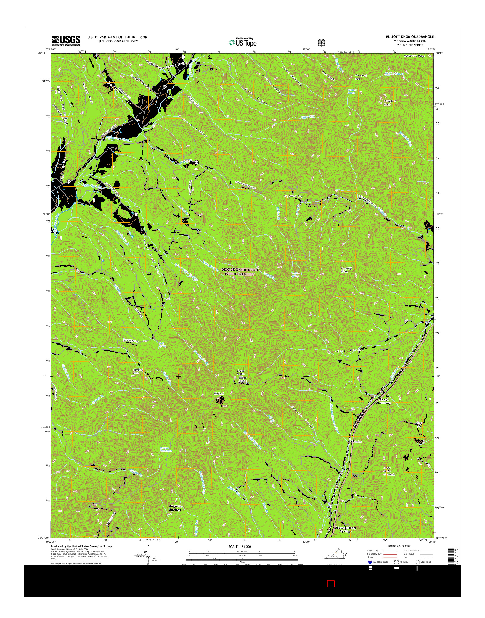USGS US TOPO 7.5-MINUTE MAP FOR ELLIOTT KNOB, VA 2016