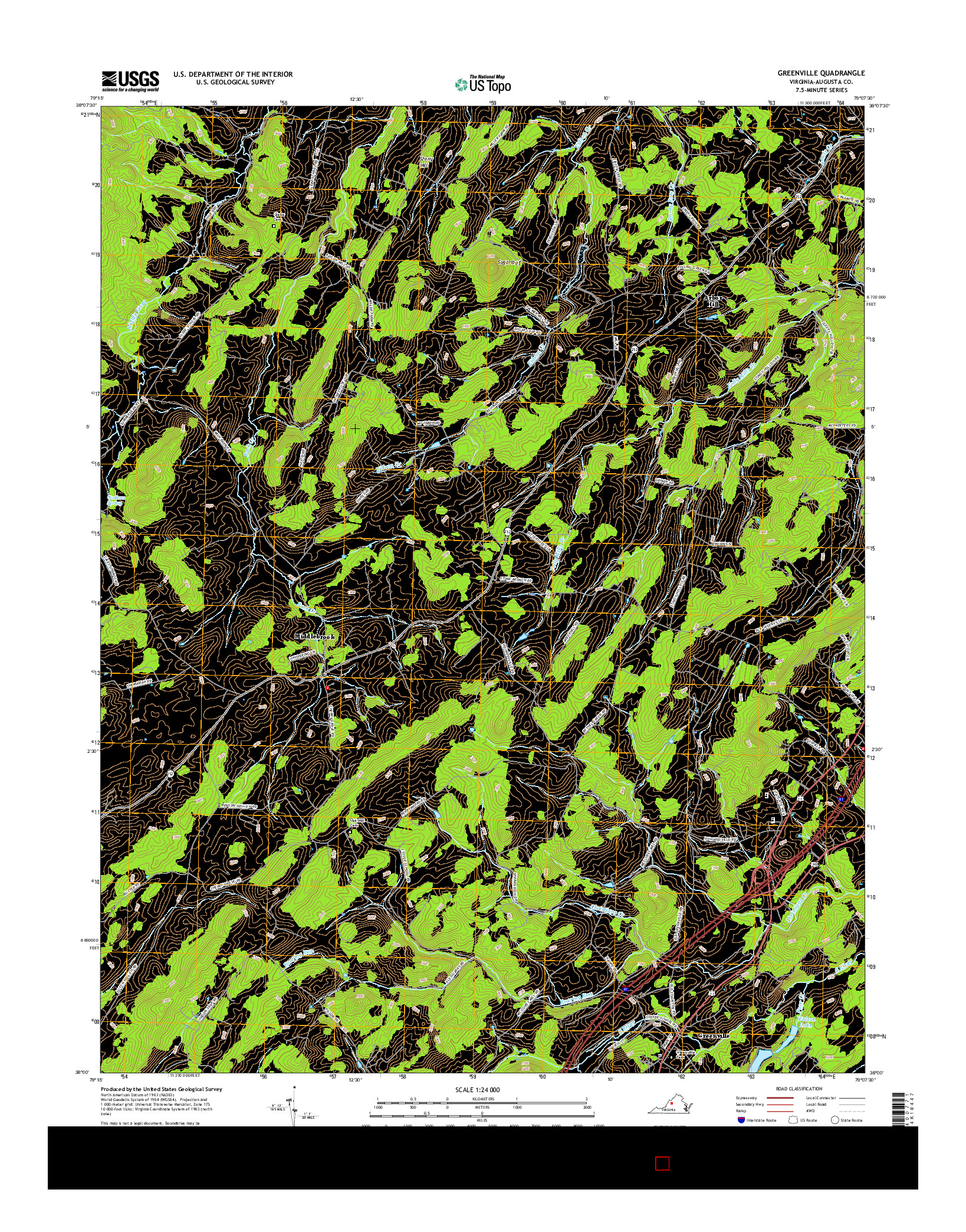 USGS US TOPO 7.5-MINUTE MAP FOR GREENVILLE, VA 2016