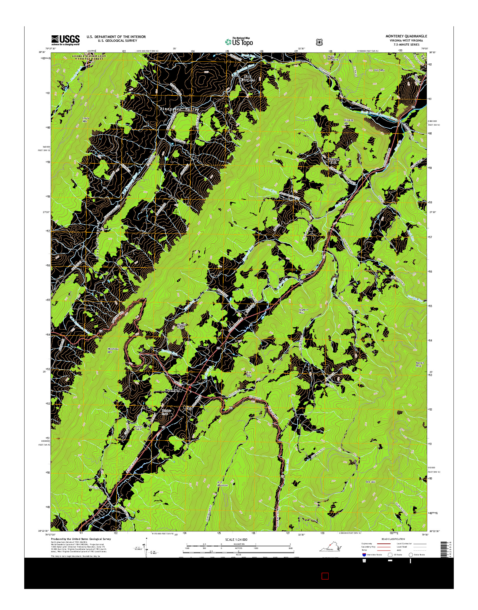 USGS US TOPO 7.5-MINUTE MAP FOR MONTEREY, VA-WV 2016