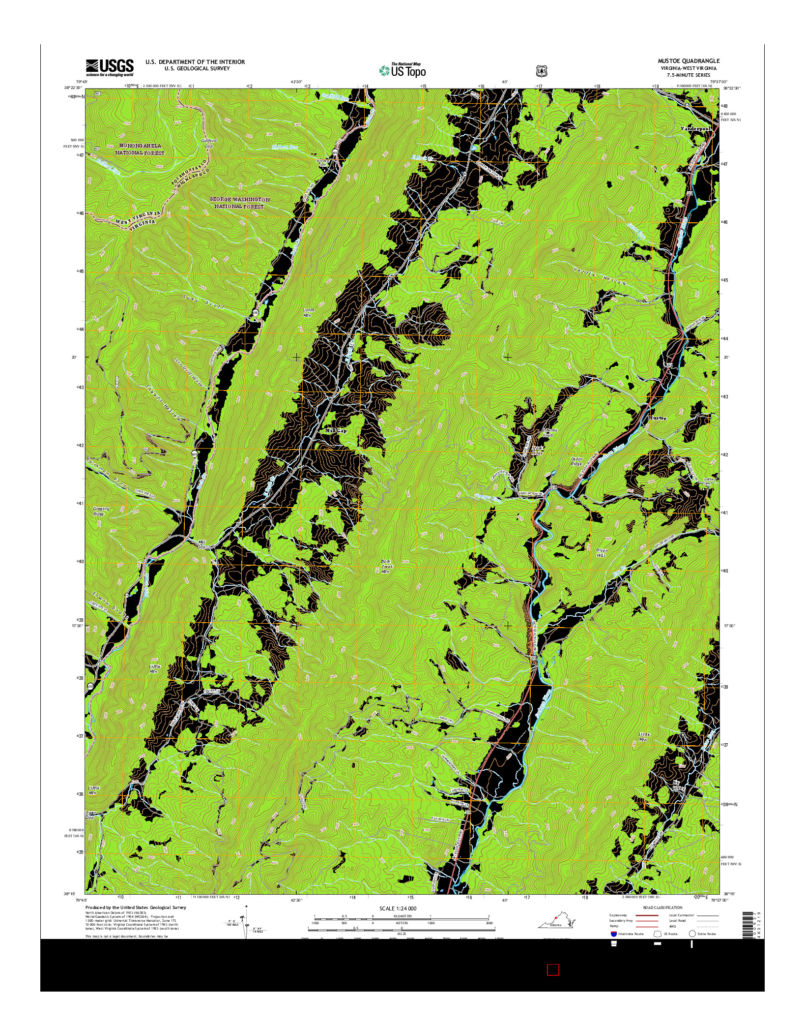 USGS US TOPO 7.5-MINUTE MAP FOR MUSTOE, VA-WV 2016