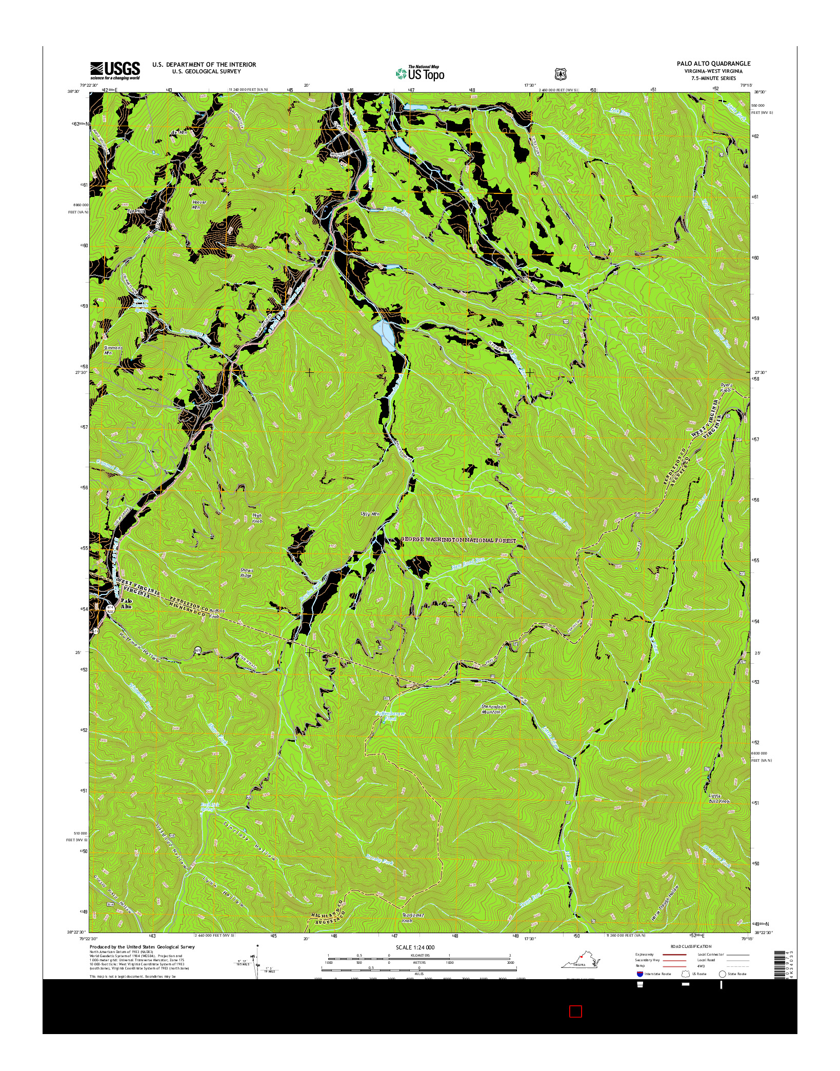 USGS US TOPO 7.5-MINUTE MAP FOR PALO ALTO, VA-WV 2016
