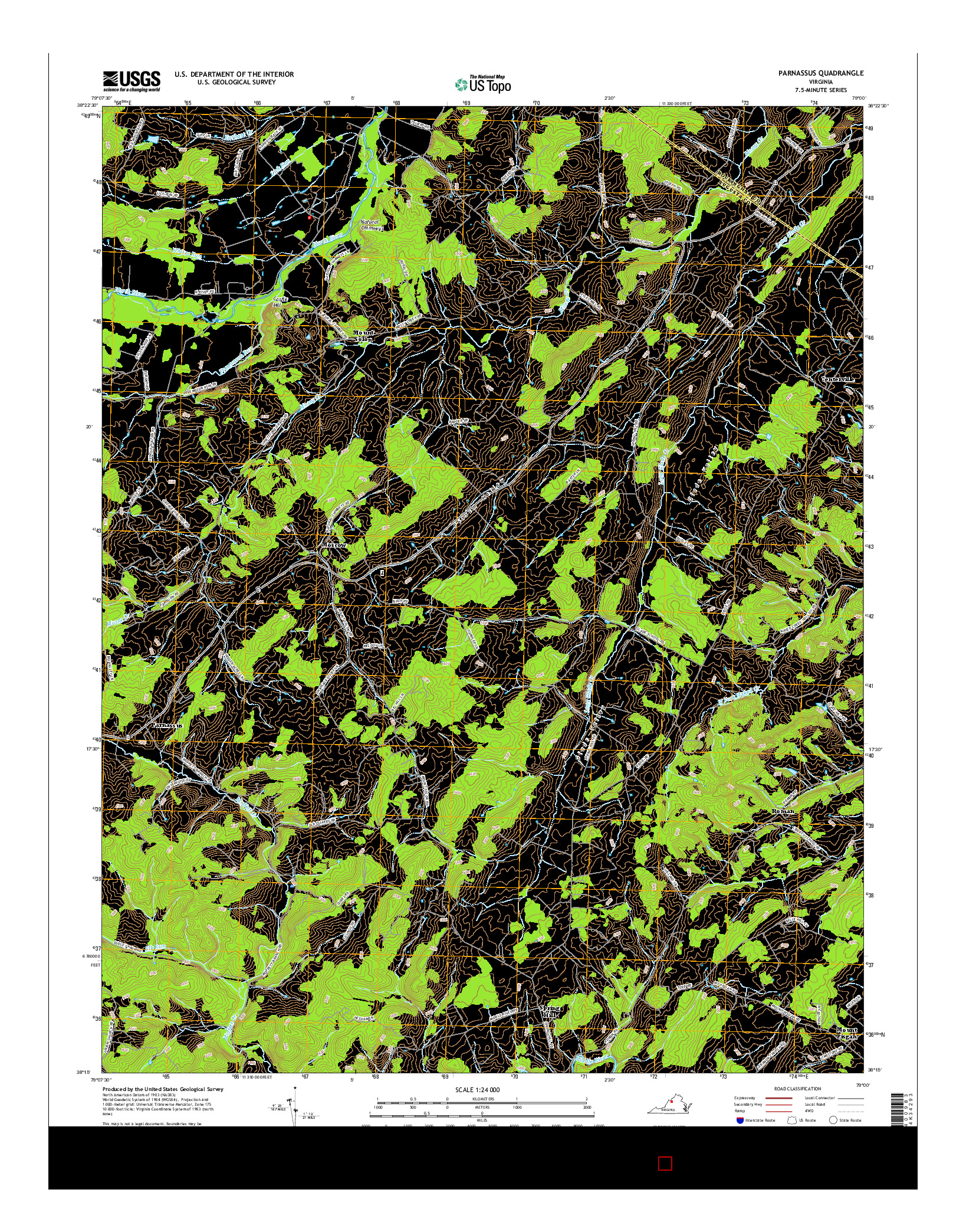 USGS US TOPO 7.5-MINUTE MAP FOR PARNASSUS, VA 2016