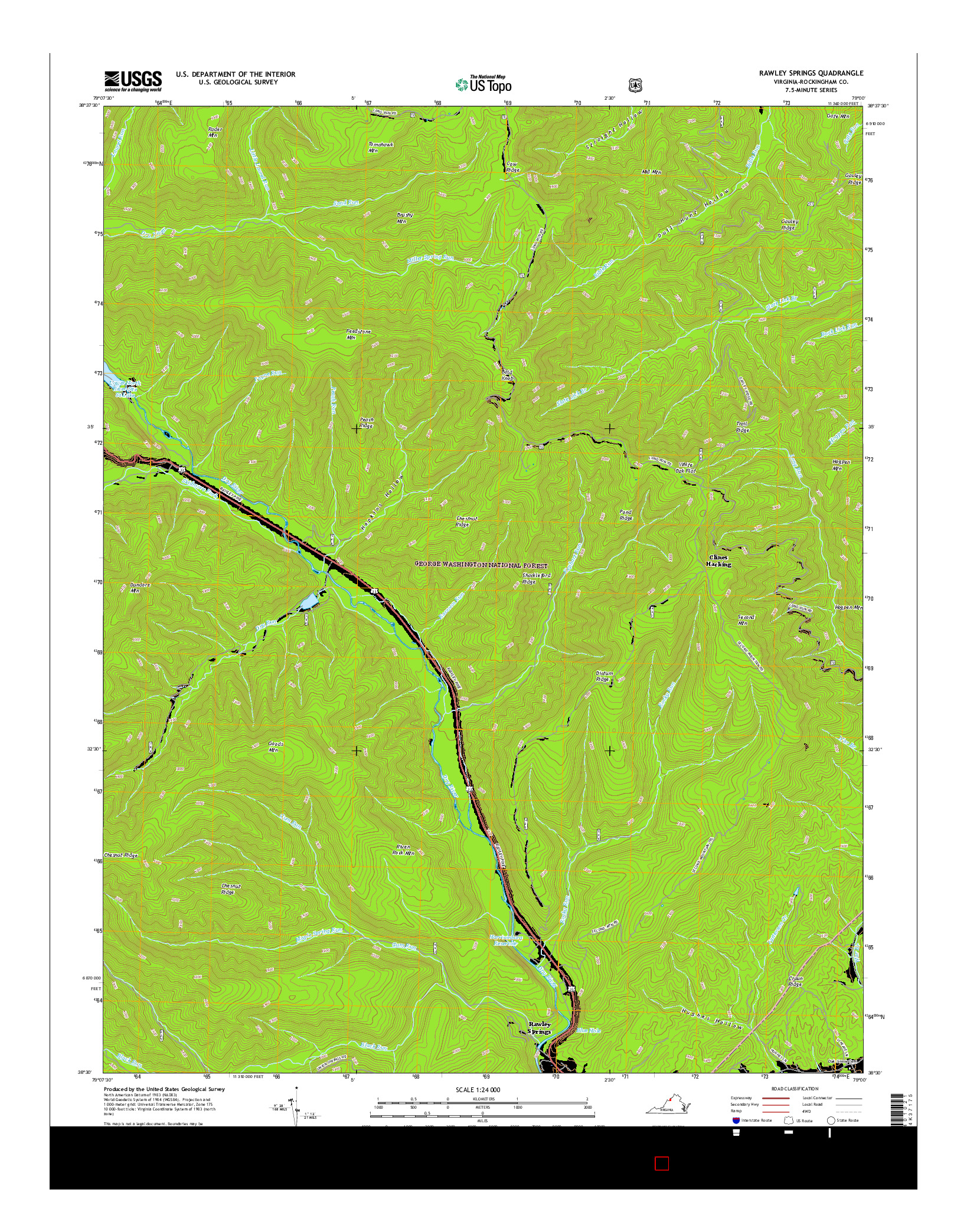 USGS US TOPO 7.5-MINUTE MAP FOR RAWLEY SPRINGS, VA 2016