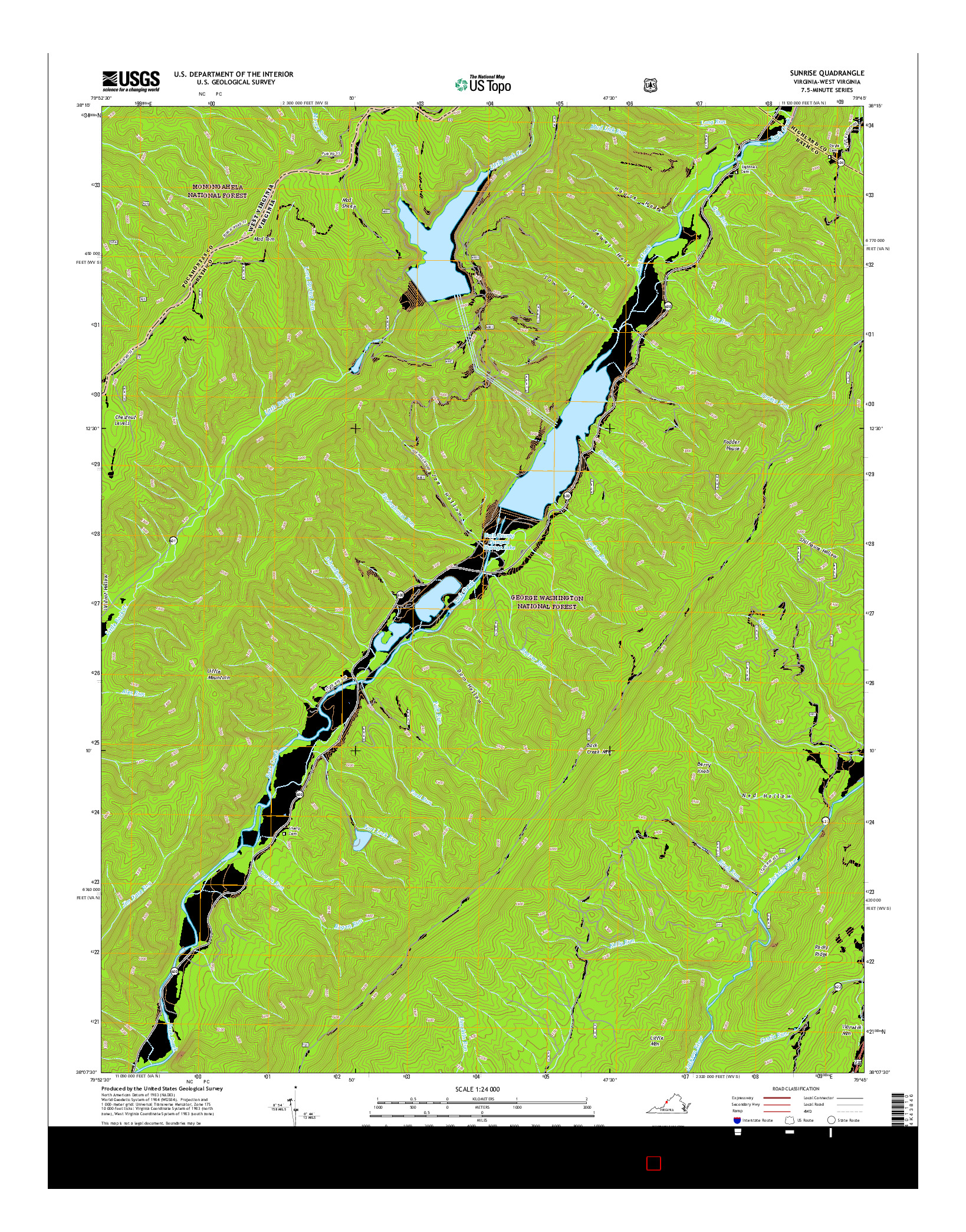USGS US TOPO 7.5-MINUTE MAP FOR SUNRISE, VA-WV 2016