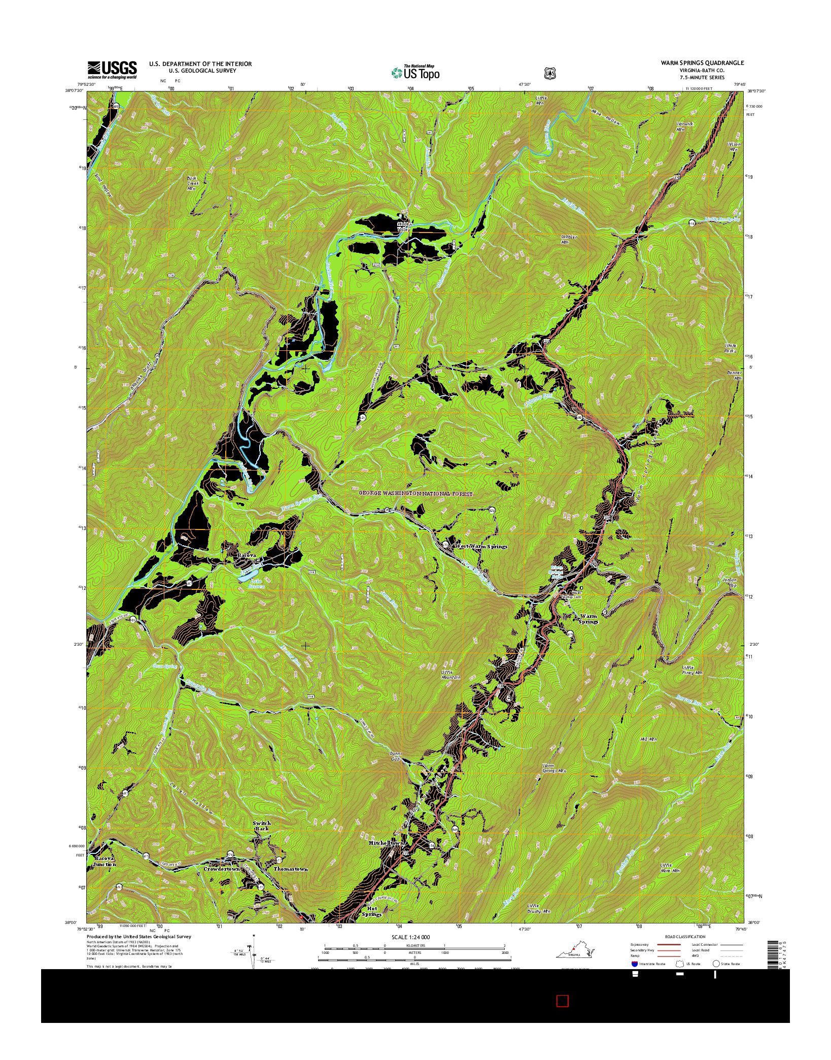 USGS US TOPO 7.5-MINUTE MAP FOR WARM SPRINGS, VA 2016