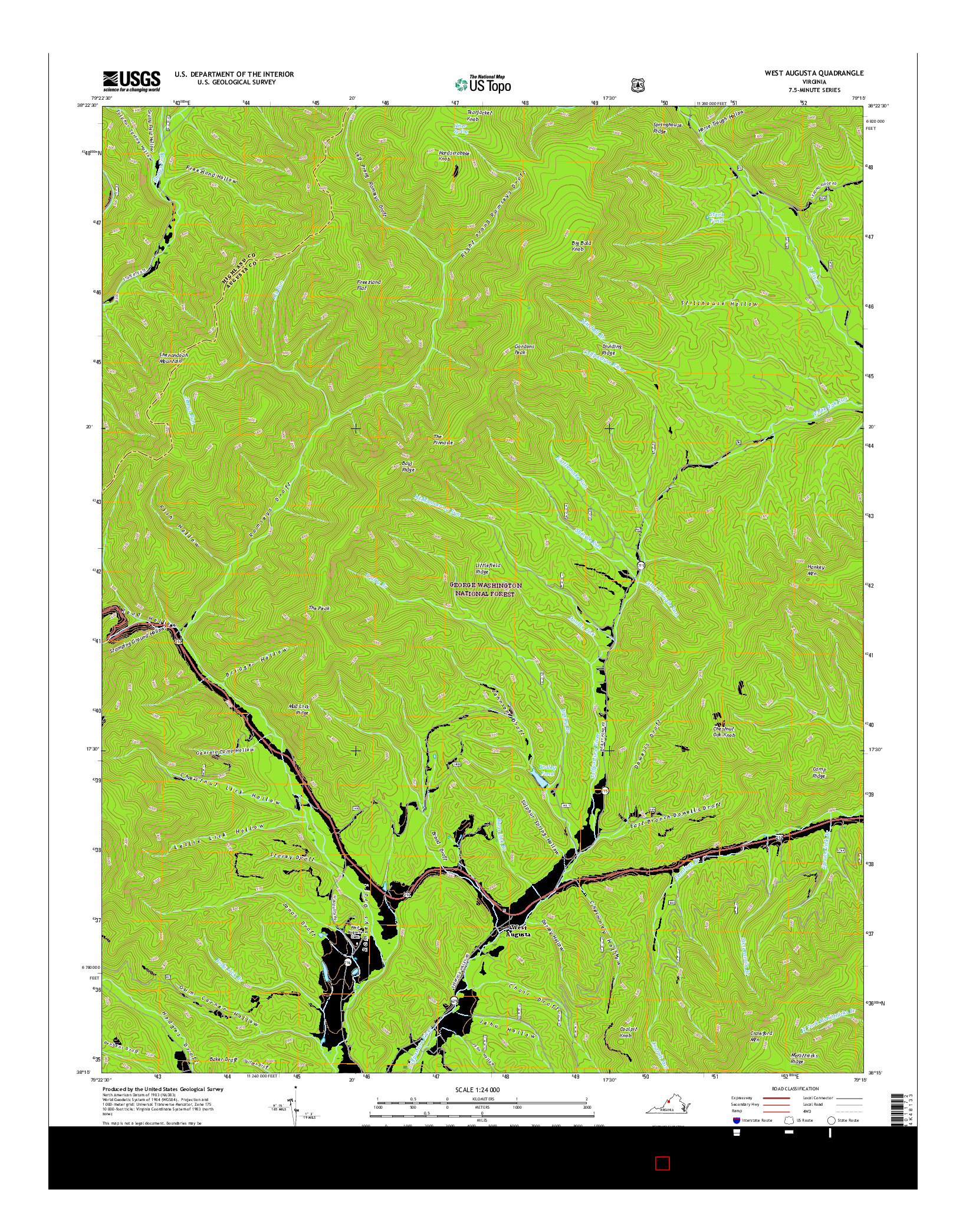 USGS US TOPO 7.5-MINUTE MAP FOR WEST AUGUSTA, VA 2016
