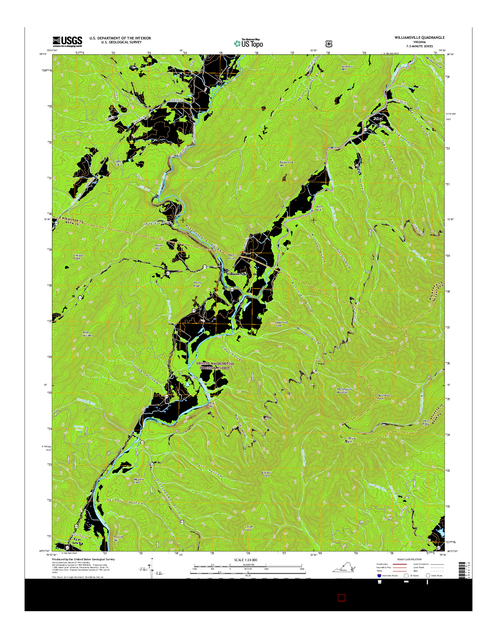 USGS US TOPO 7.5-MINUTE MAP FOR WILLIAMSVILLE, VA 2016