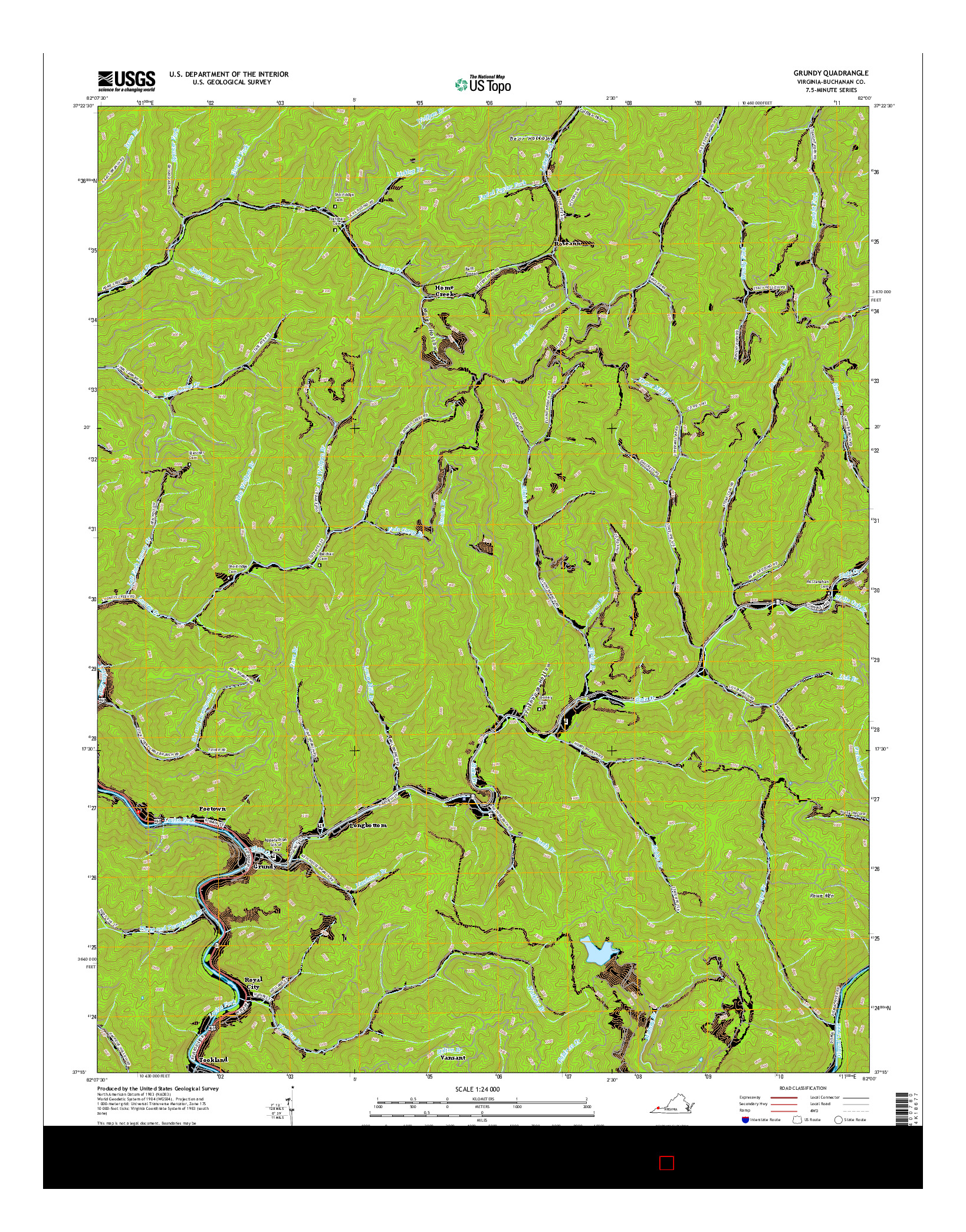 USGS US TOPO 7.5-MINUTE MAP FOR GRUNDY, VA 2016