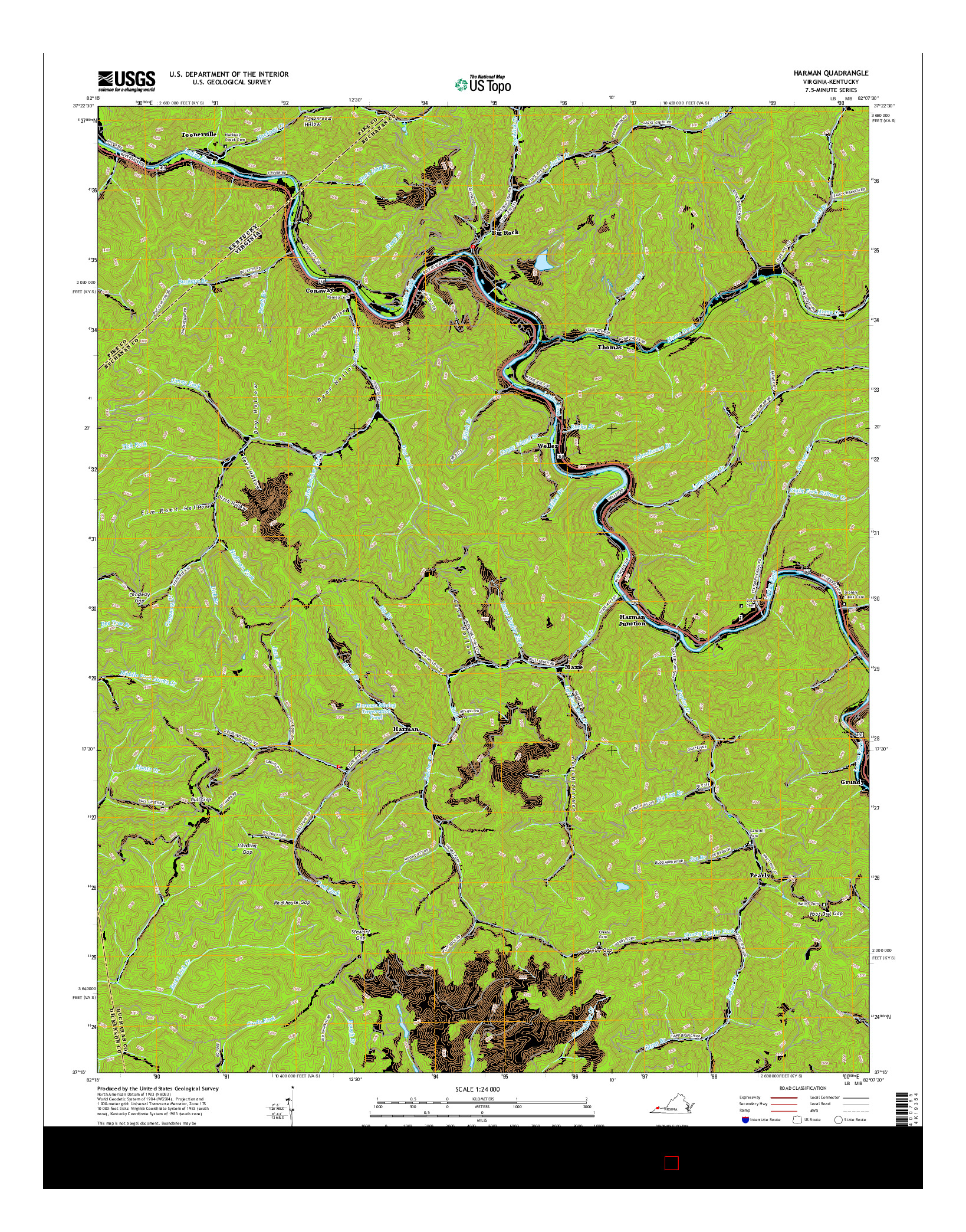 USGS US TOPO 7.5-MINUTE MAP FOR HARMAN, VA-KY 2016